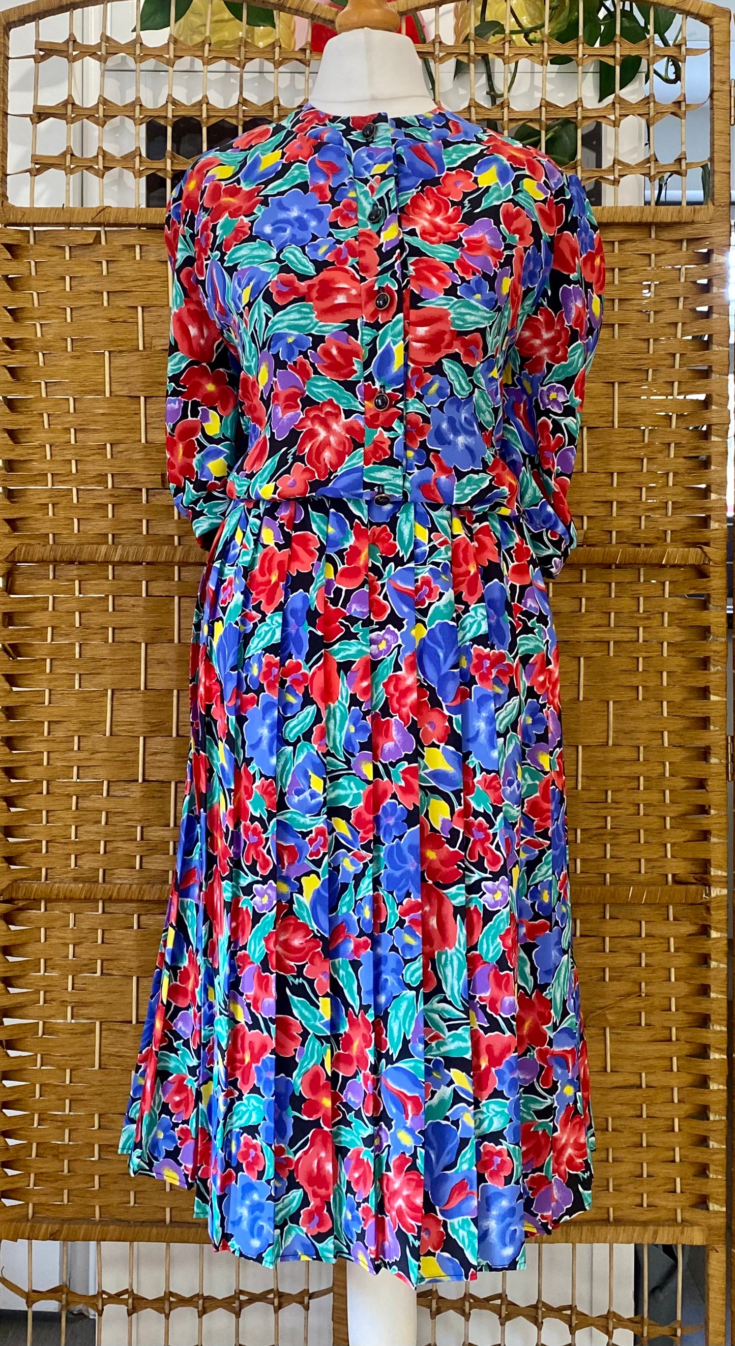 1980s C & A Floral ‘Tea’ Midi-Dress (UK 16)