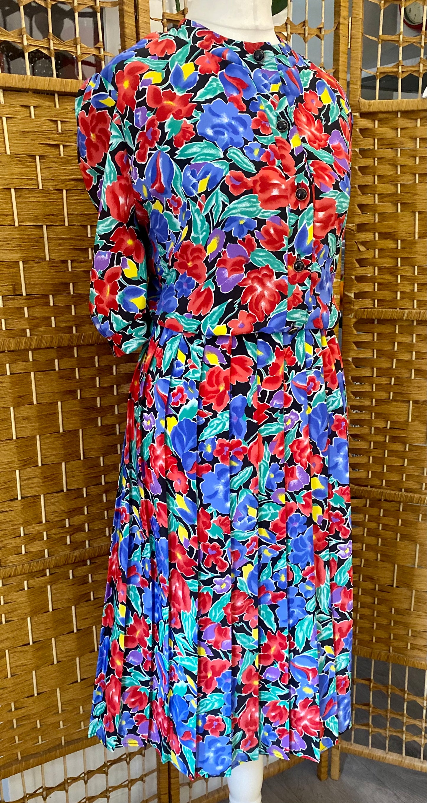 1980s C & A Floral ‘Tea’ Midi-Dress (UK 16)