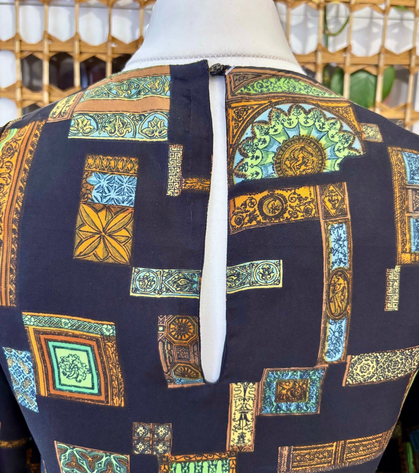 1960s Geometric Print Top (UK 14)