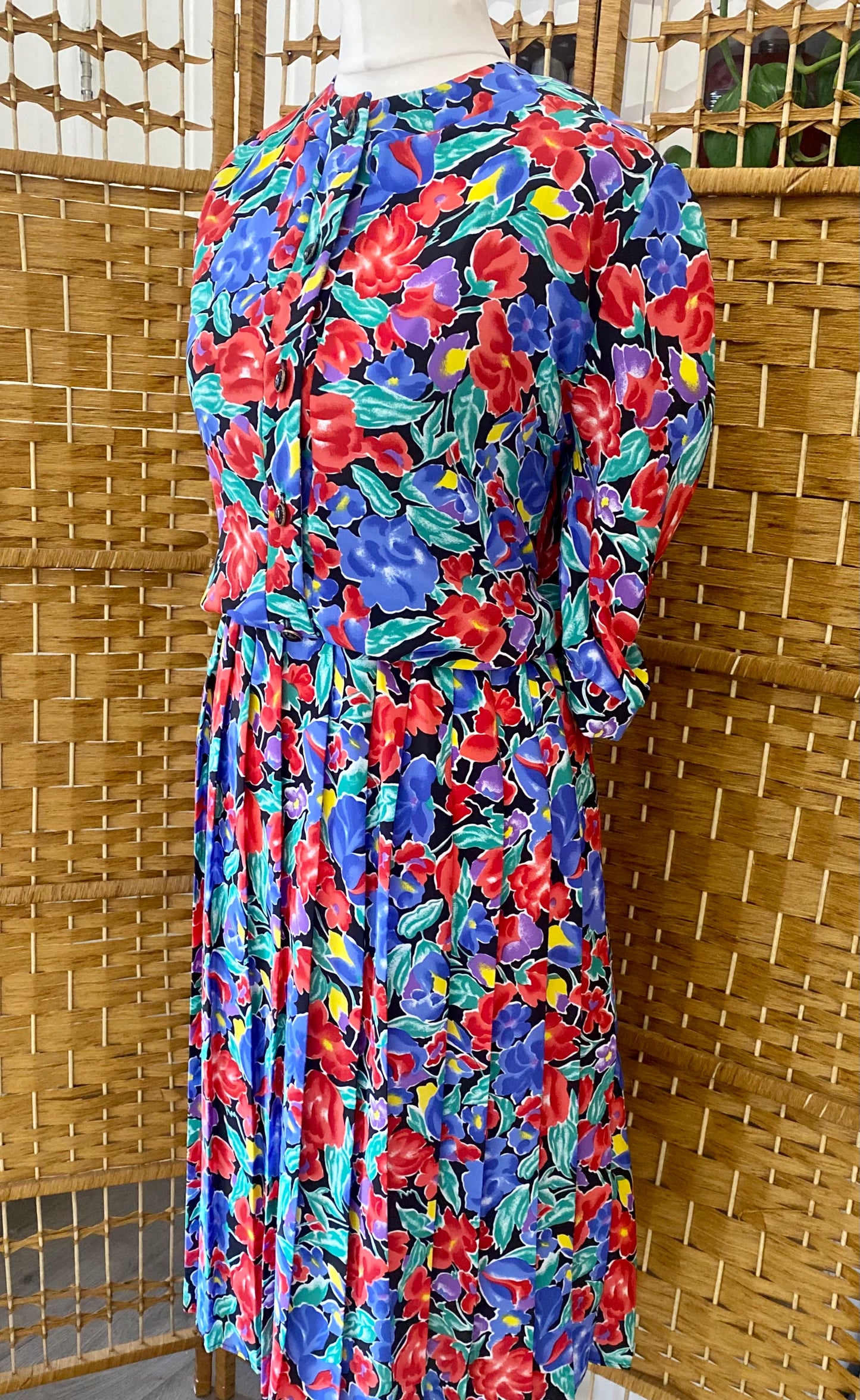 1980s C & A Floral ‘Tea’ Midi-Dress (UK 16)