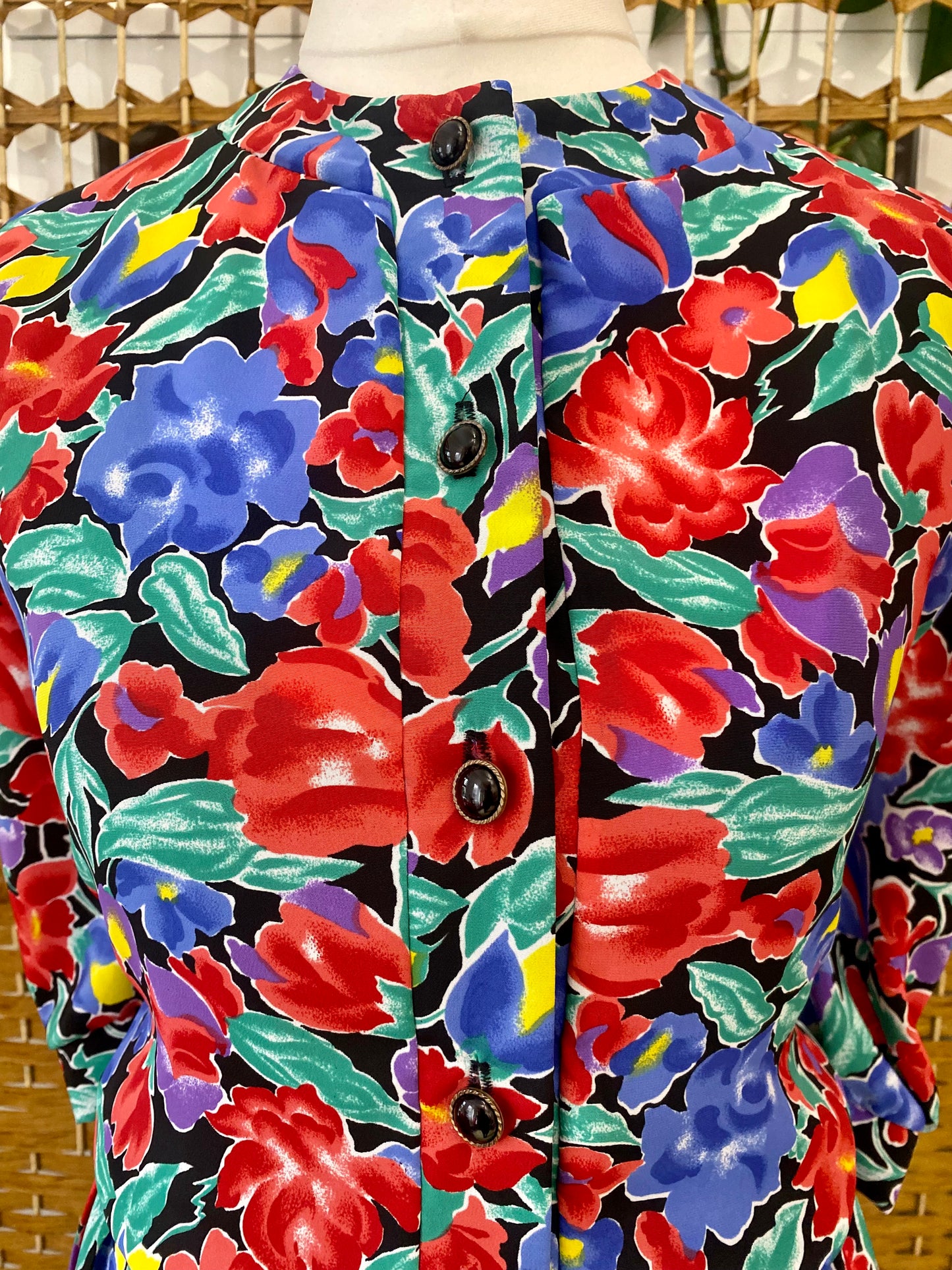 1980s C & A Floral ‘Tea’ Midi-Dress (UK 16)