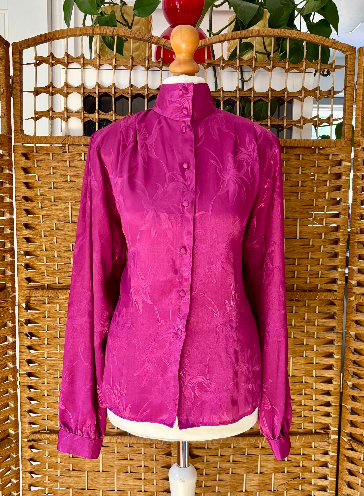 1980s Sixth Sense Cerise Blouse (UK 16)
