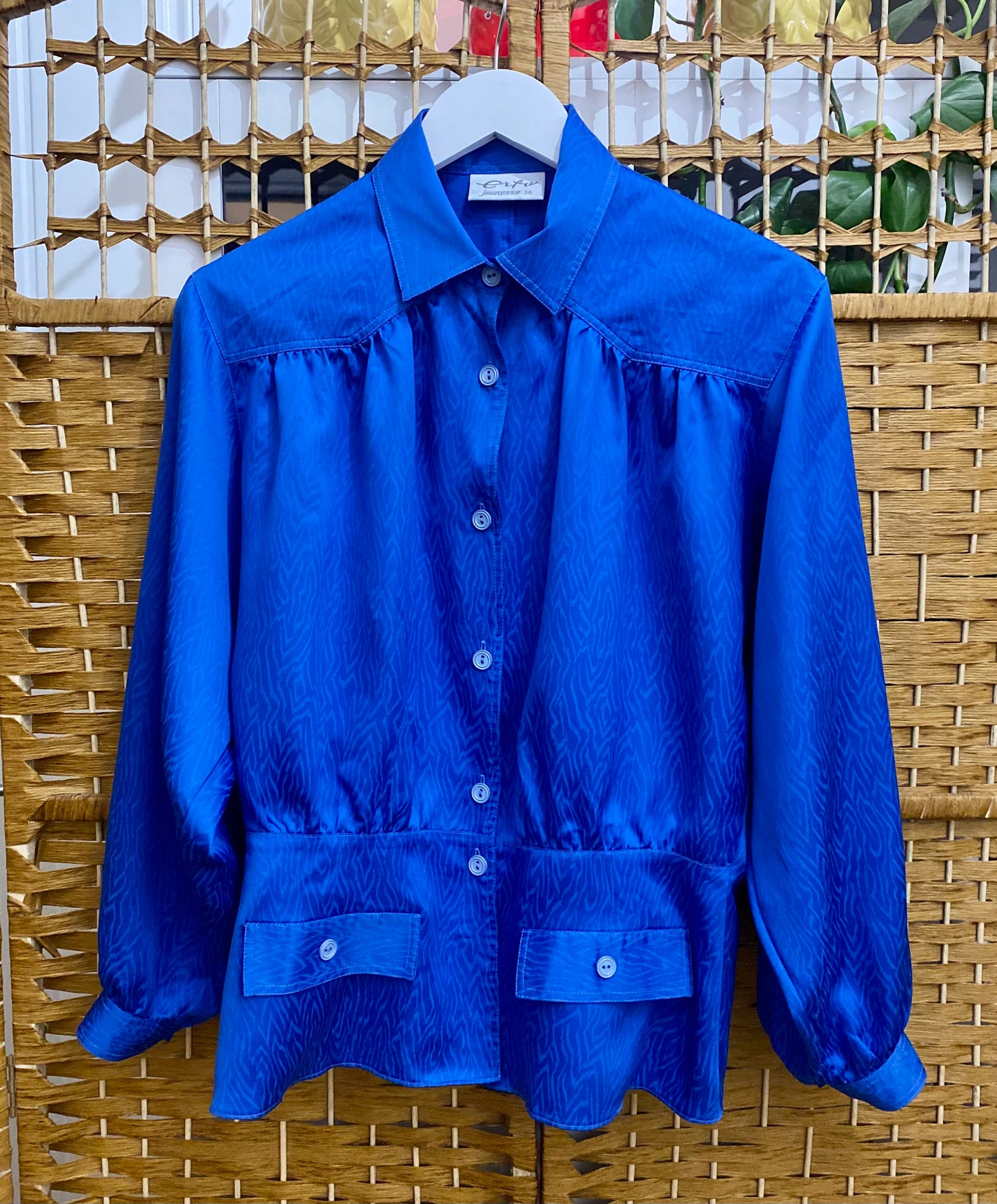 1980s Royal Blue Blouse (UK 16)