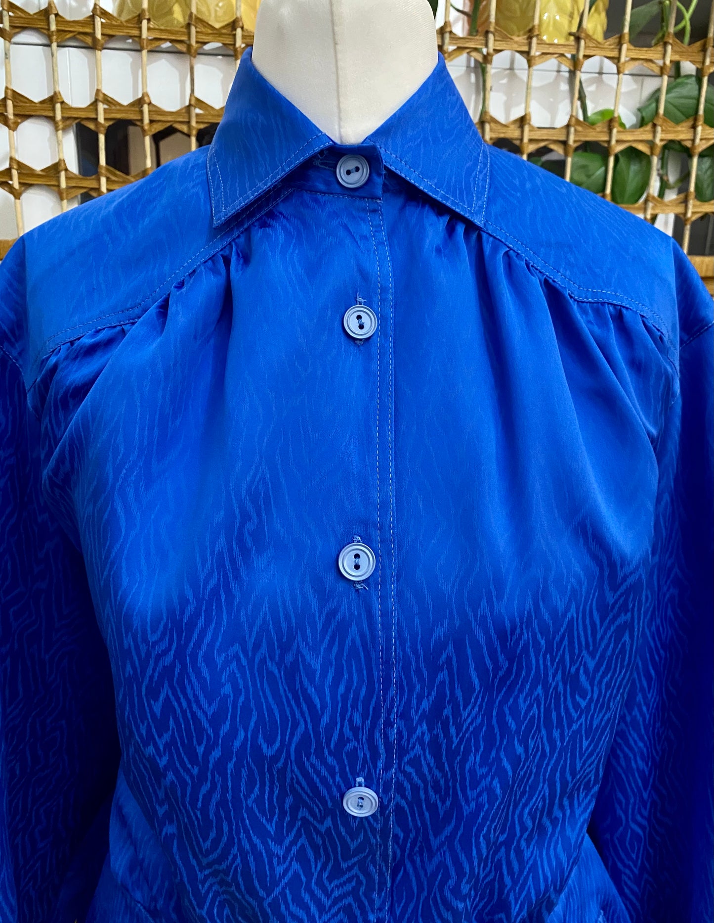 1980s Royal Blue Blouse (UK 16)