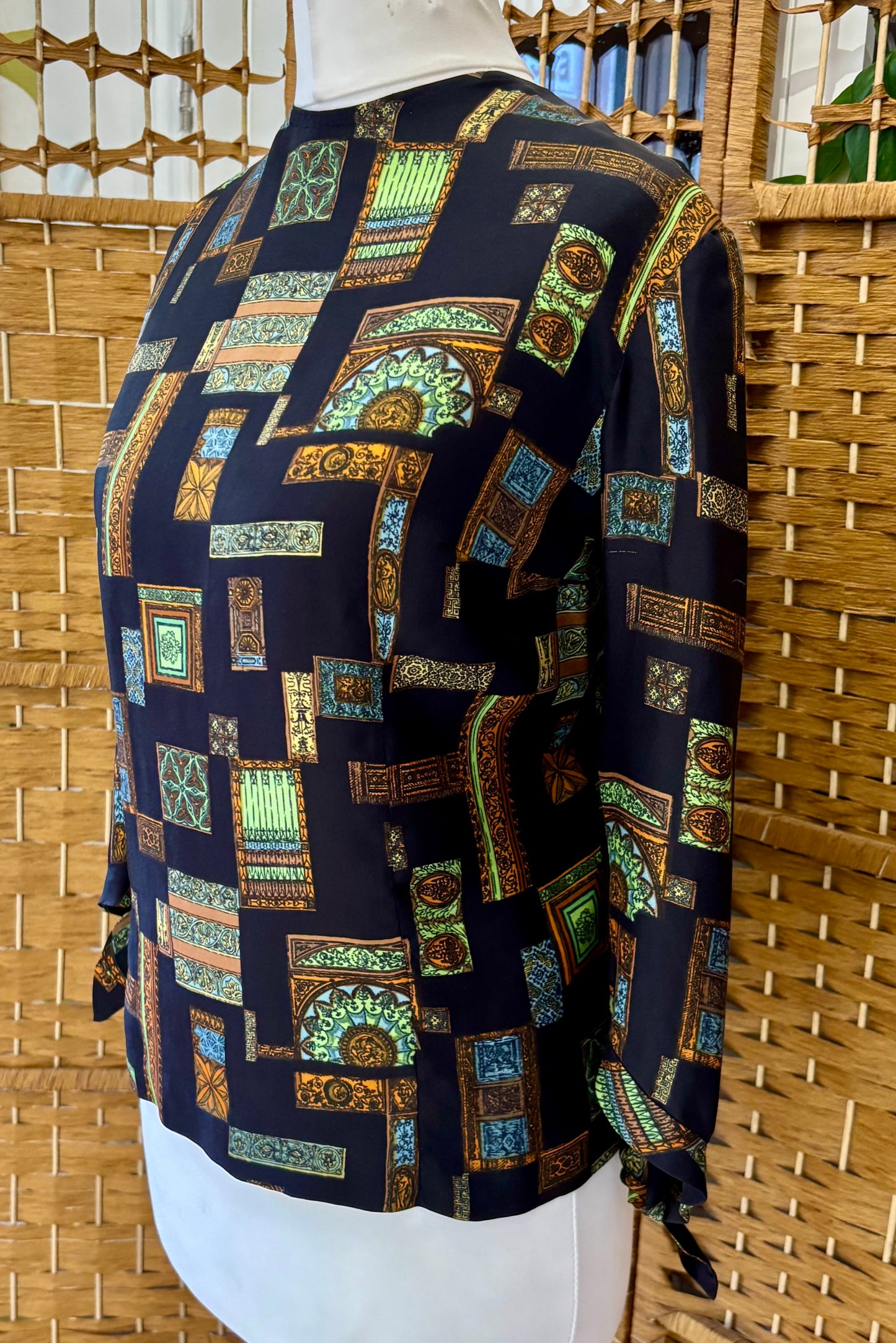1960s Geometric Print Top (UK 14)