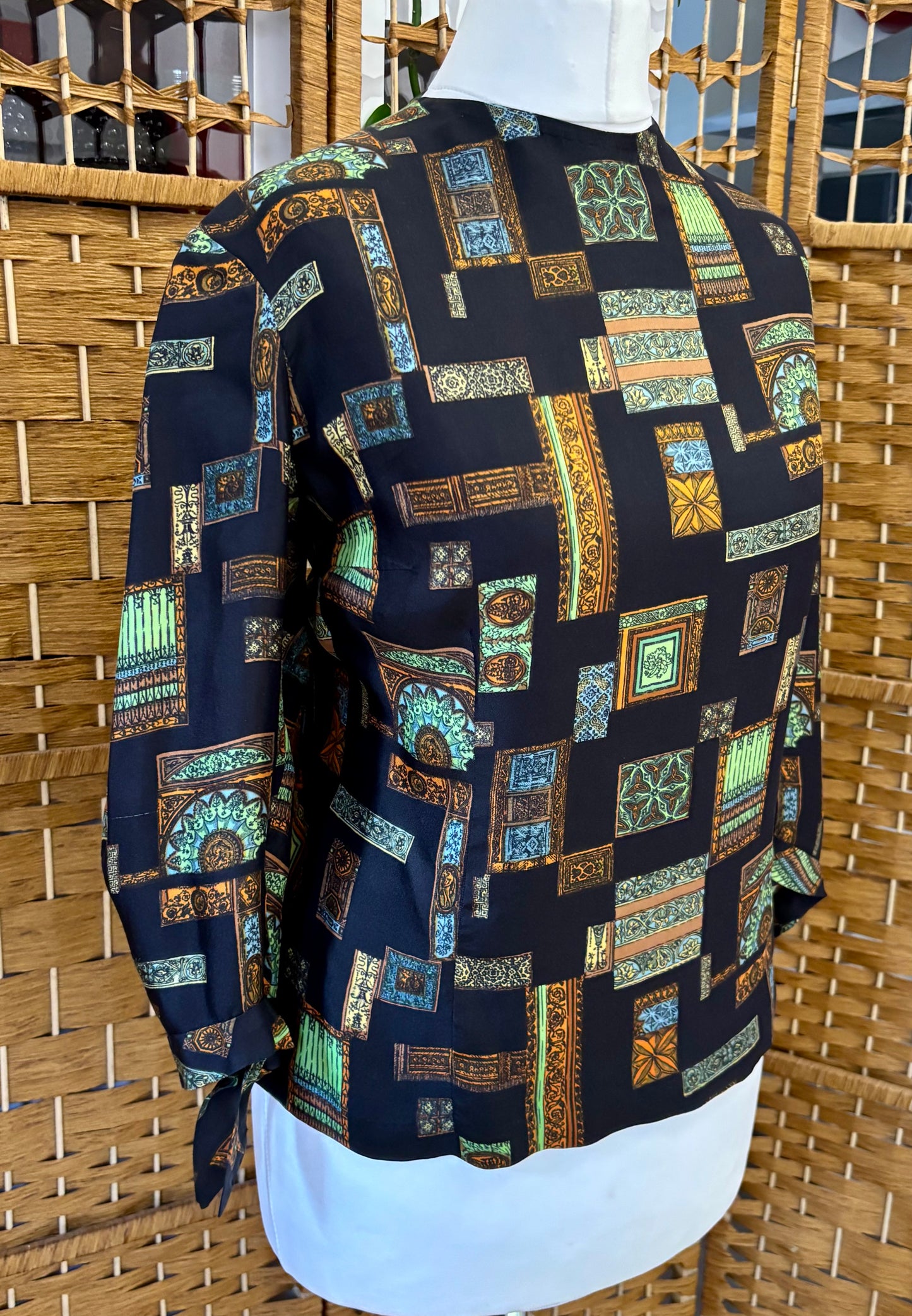 1960s Geometric Print Top (UK 14)