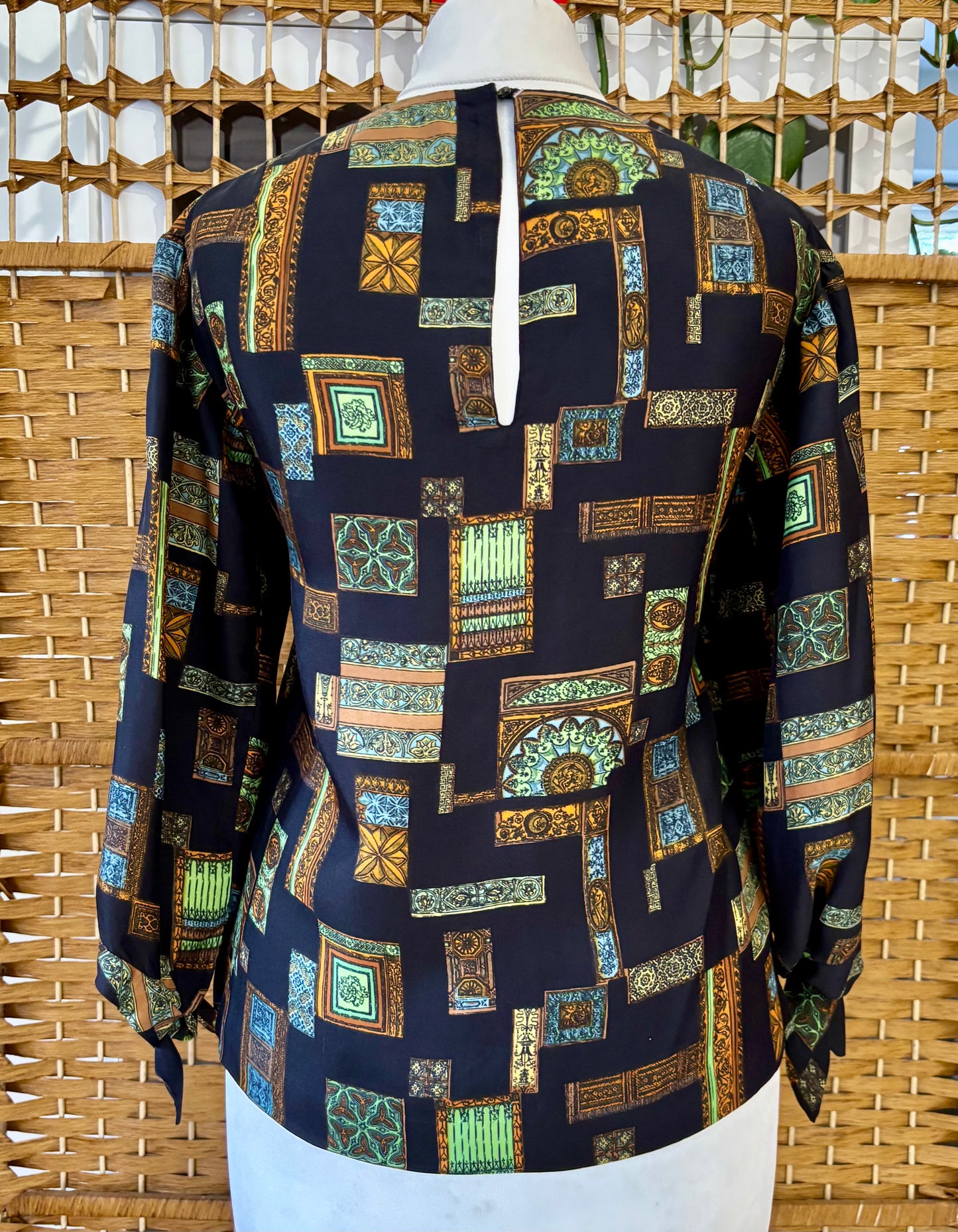 1960s Geometric Print Top (UK 14)