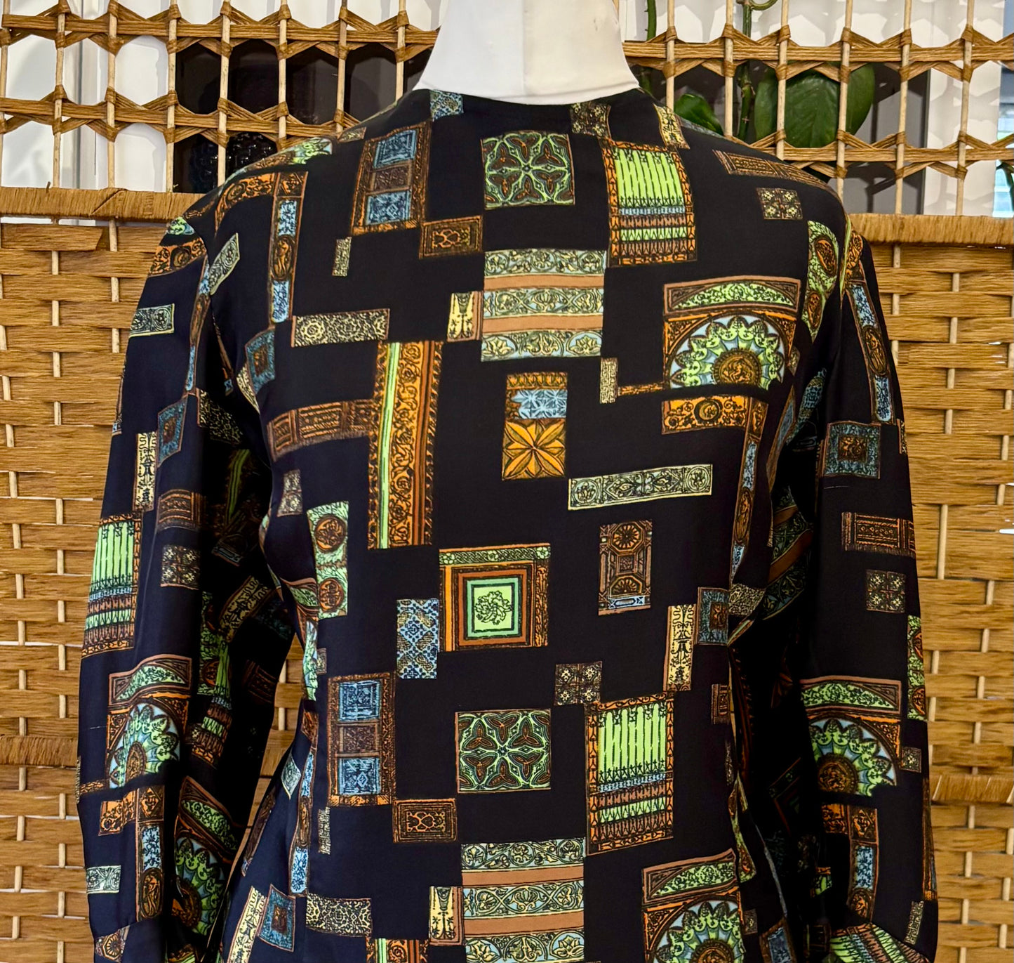 1960s Geometric Print Top (UK 14)