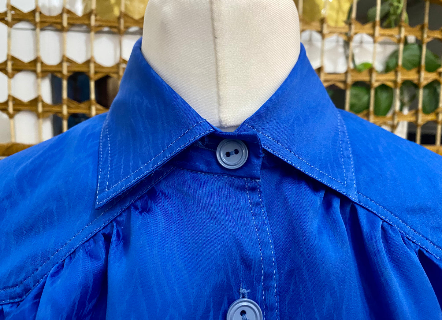 1980s Royal Blue Blouse (UK 16)