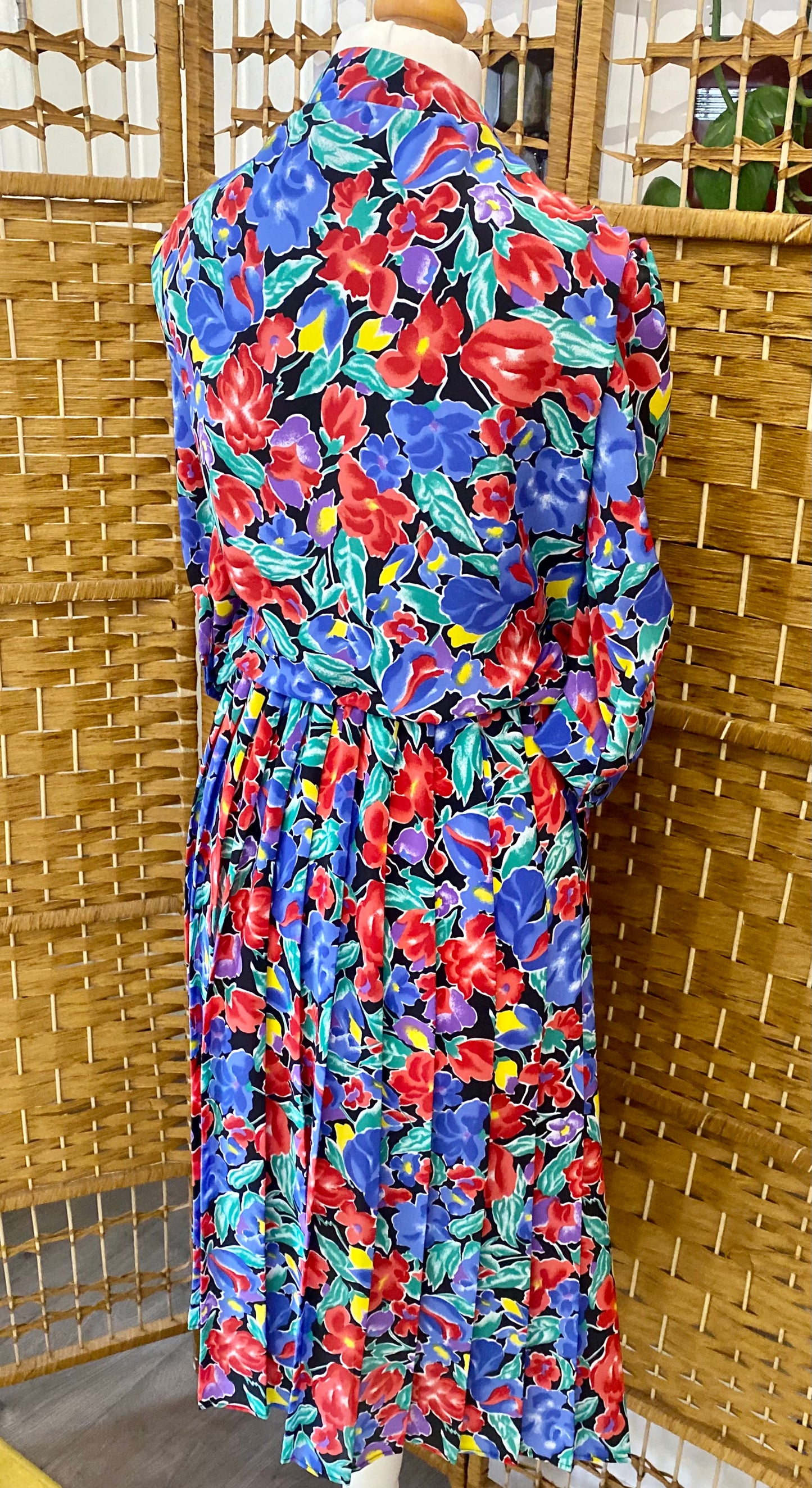 1980s C & A Floral ‘Tea’ Midi-Dress (UK 16)