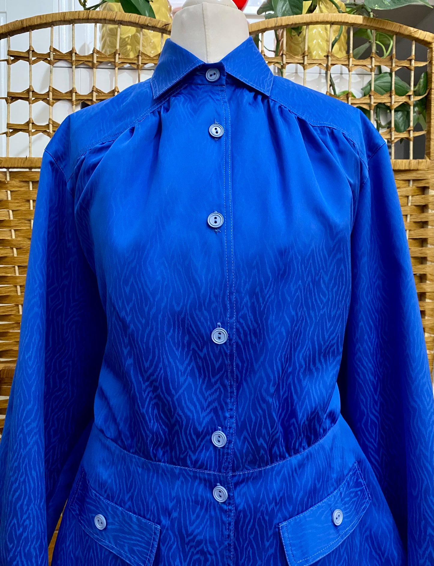 1980s Royal Blue Blouse (UK 16)