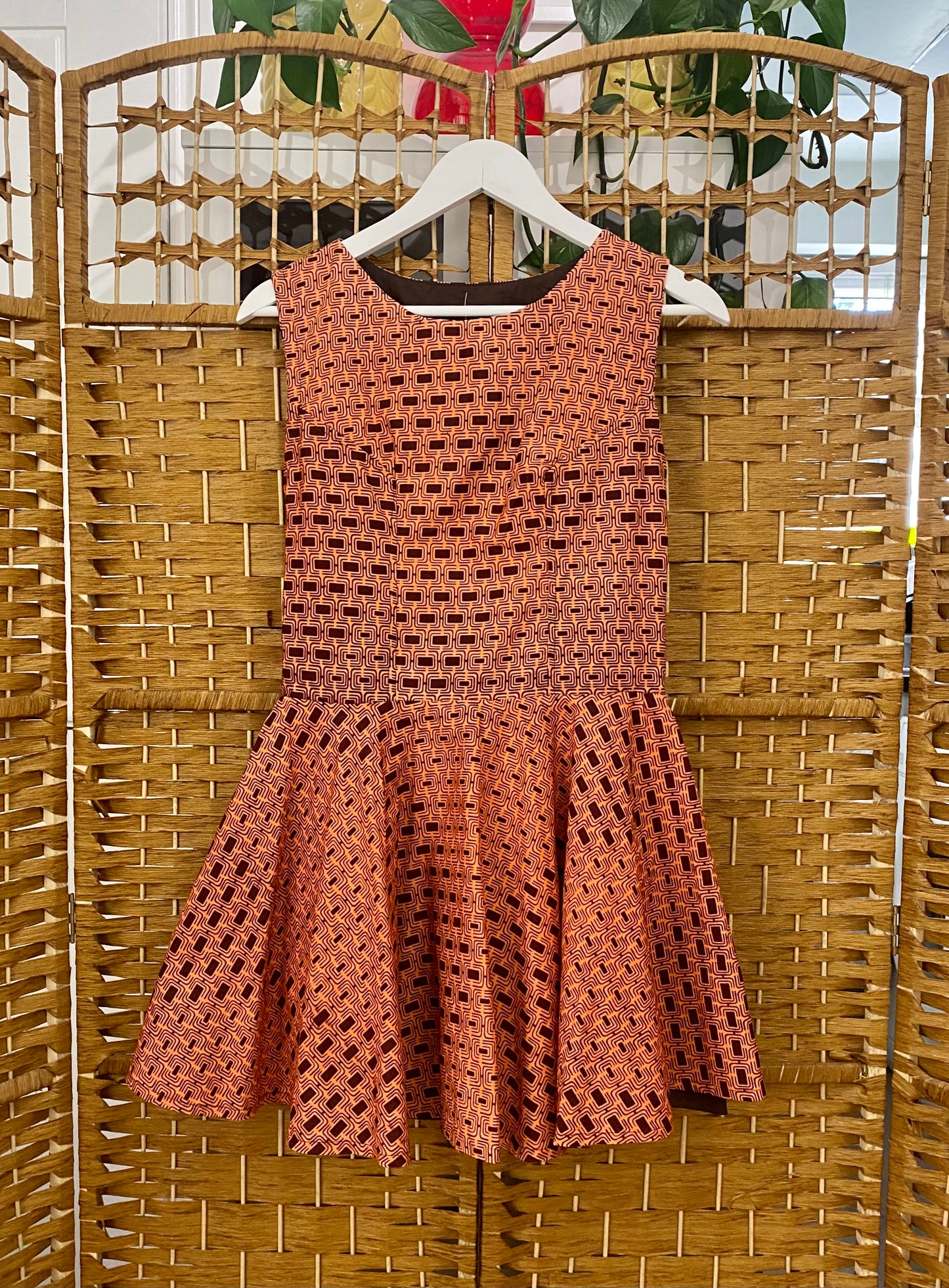 1960s Geometric Print Mini-Dress (UK 8)