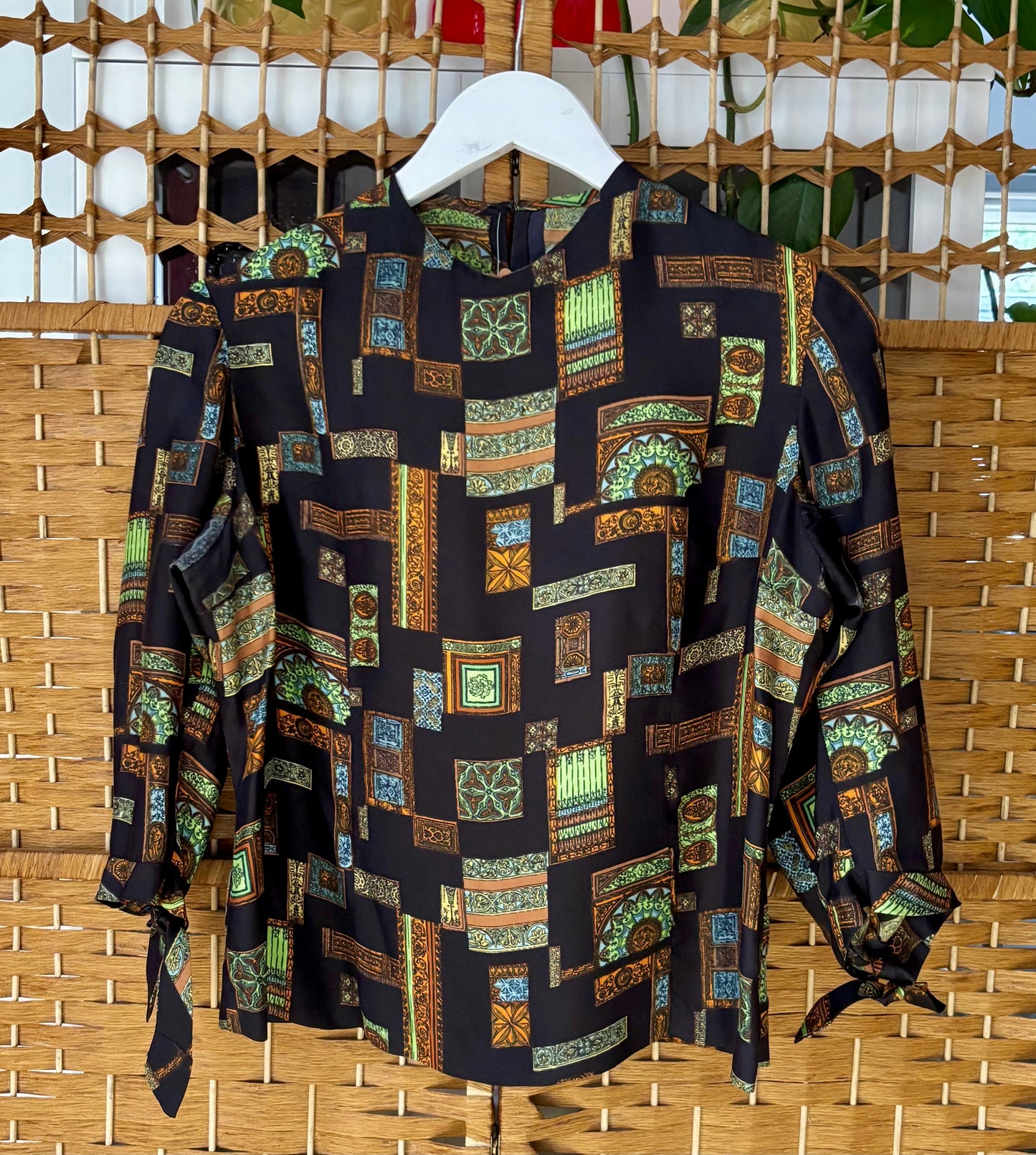1960s Geometric Print Top (UK 14)