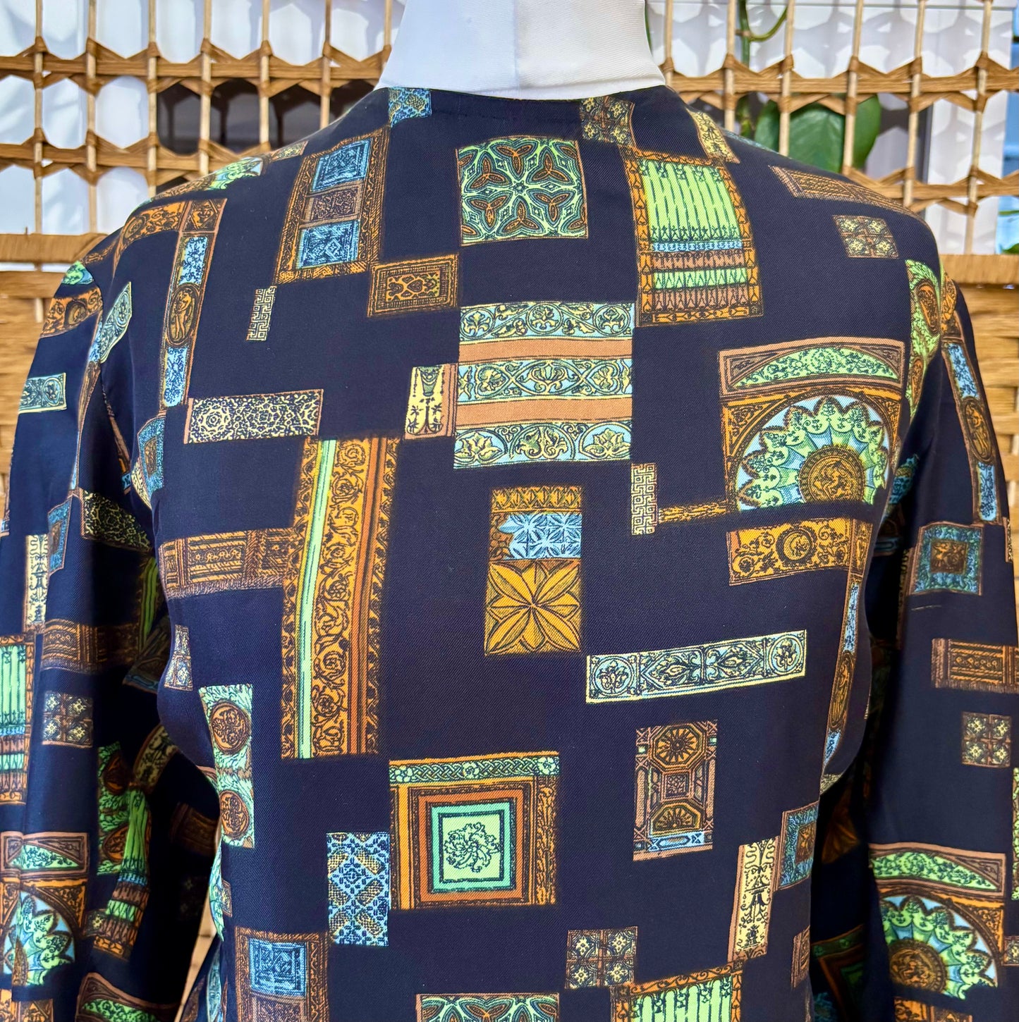 1960s Geometric Print Top (UK 14)