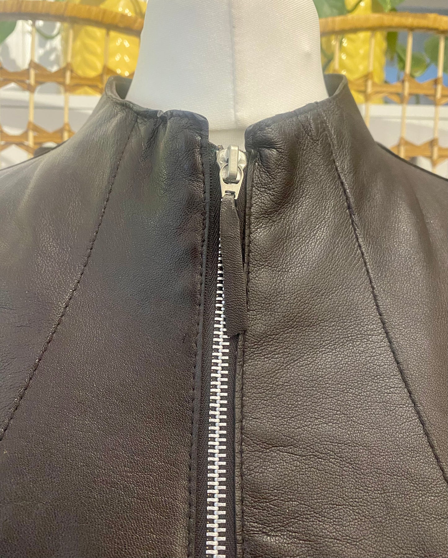 60s Dark Brown Leather Jacket (UK 12)