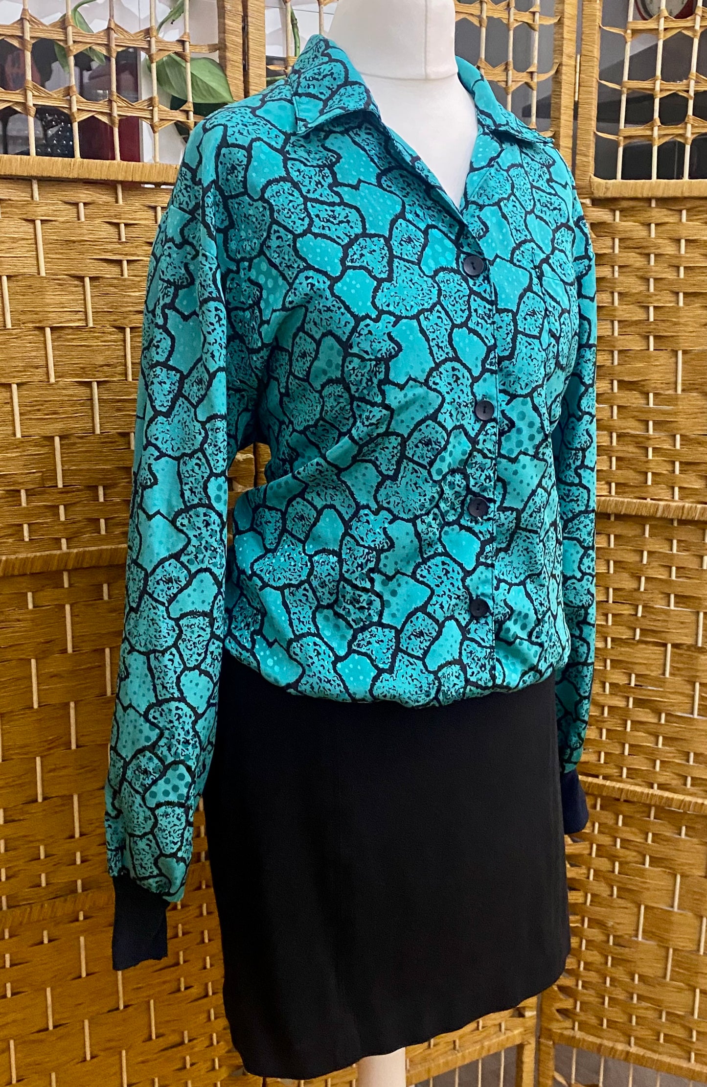 1980s Geometric Print Top (UK 18)