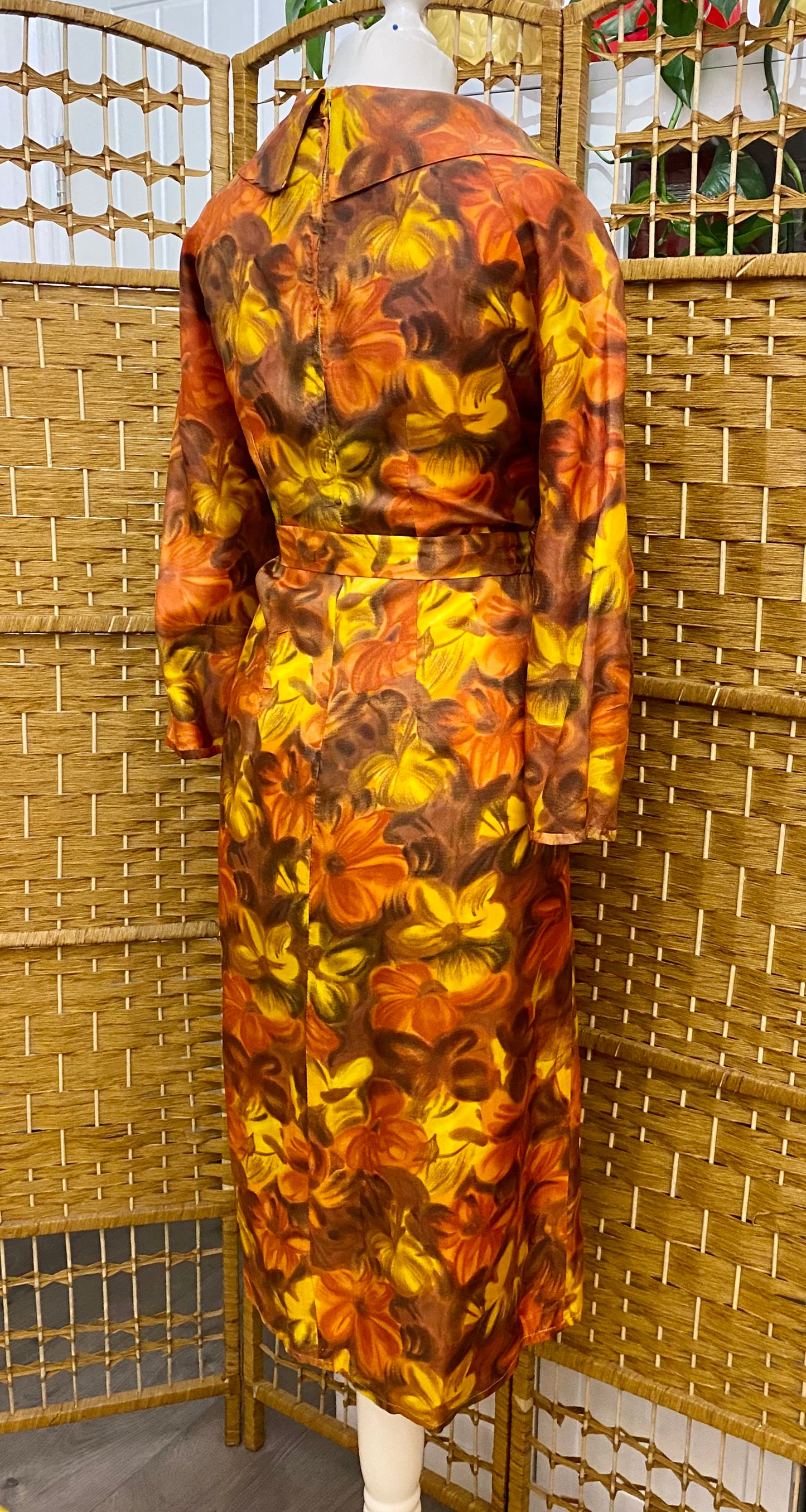 1960s Floral Print Midi-Dress (UK 14)