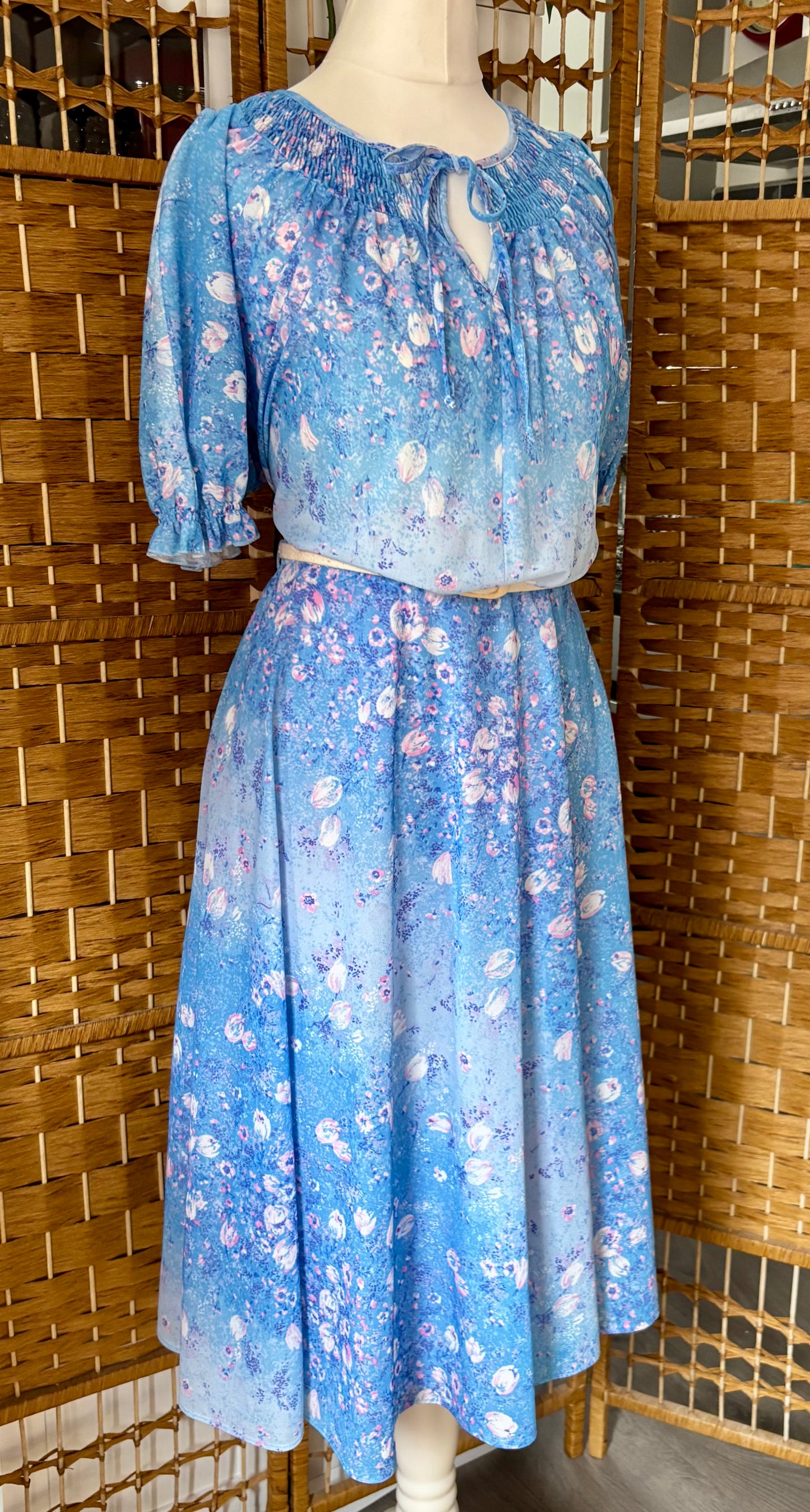 1980s C & A Floral Summer Dress (UK 10)