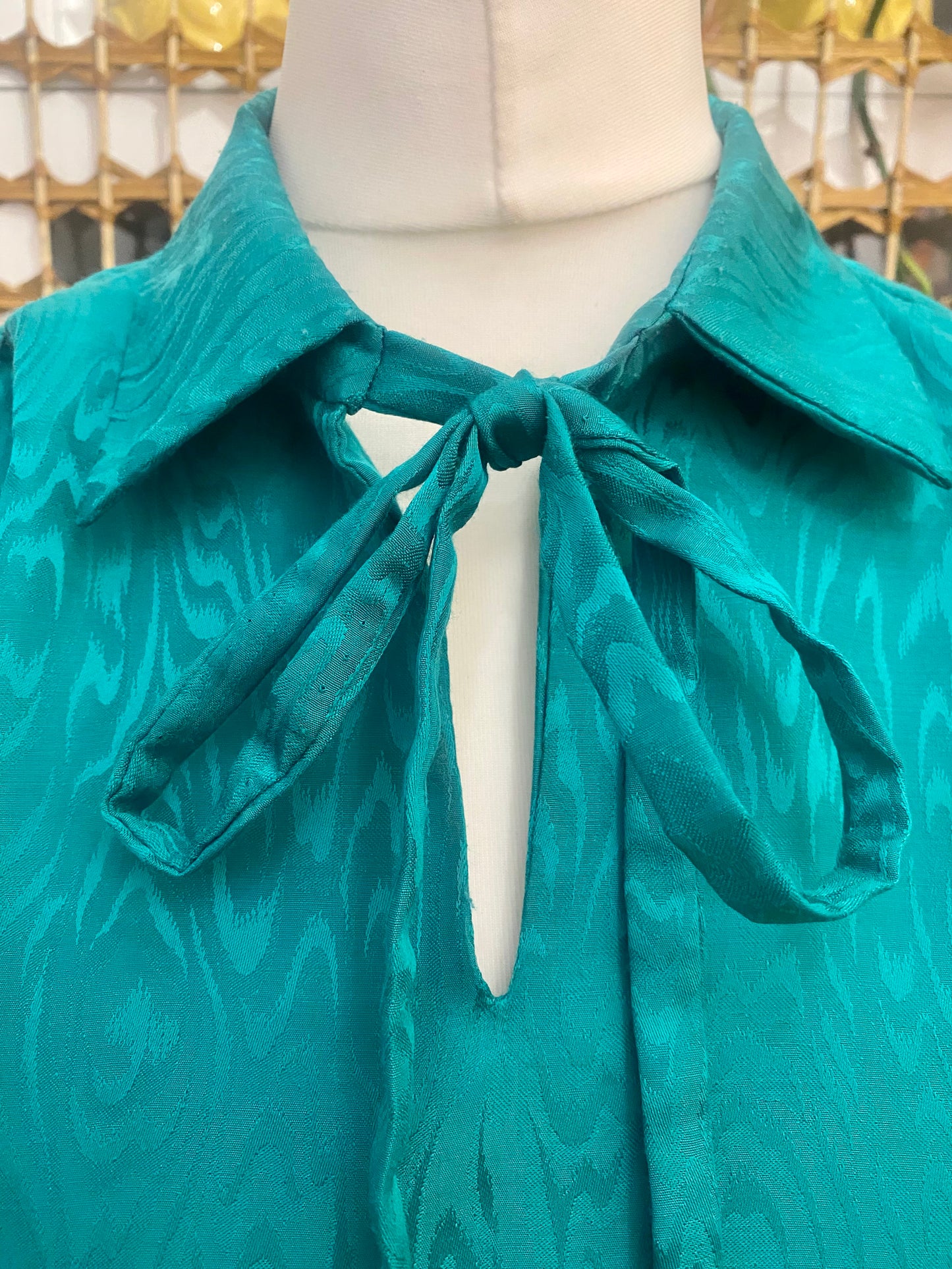 1970s Green Shimmer Blouse (UK 16)