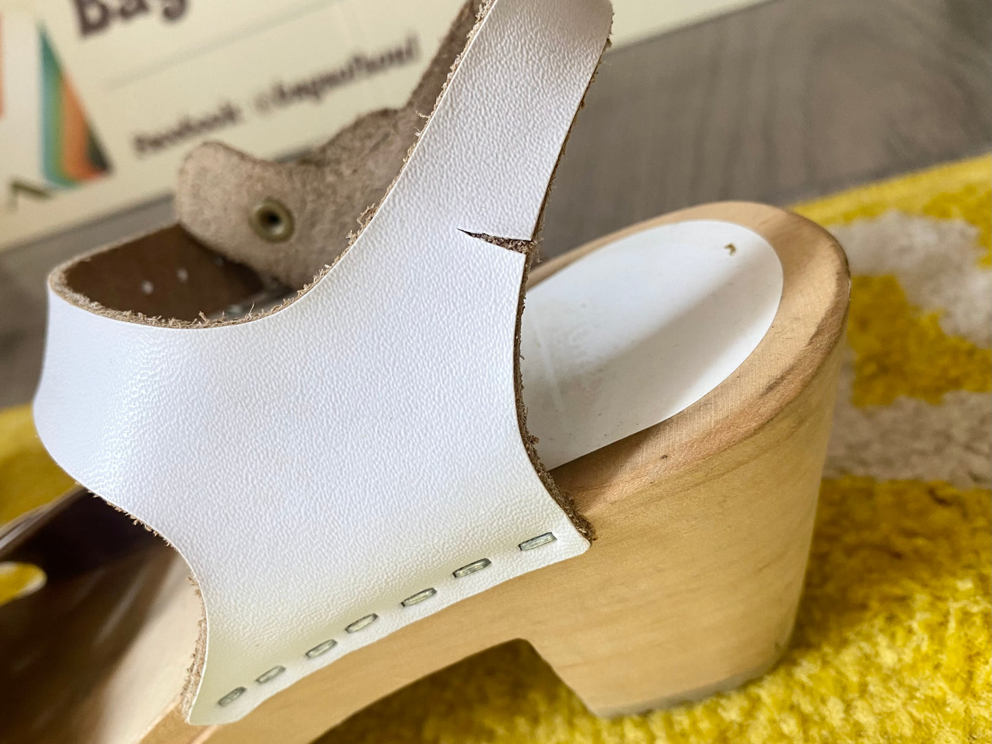 White Moheda Wooden Sandals (UK 6, EU 39)