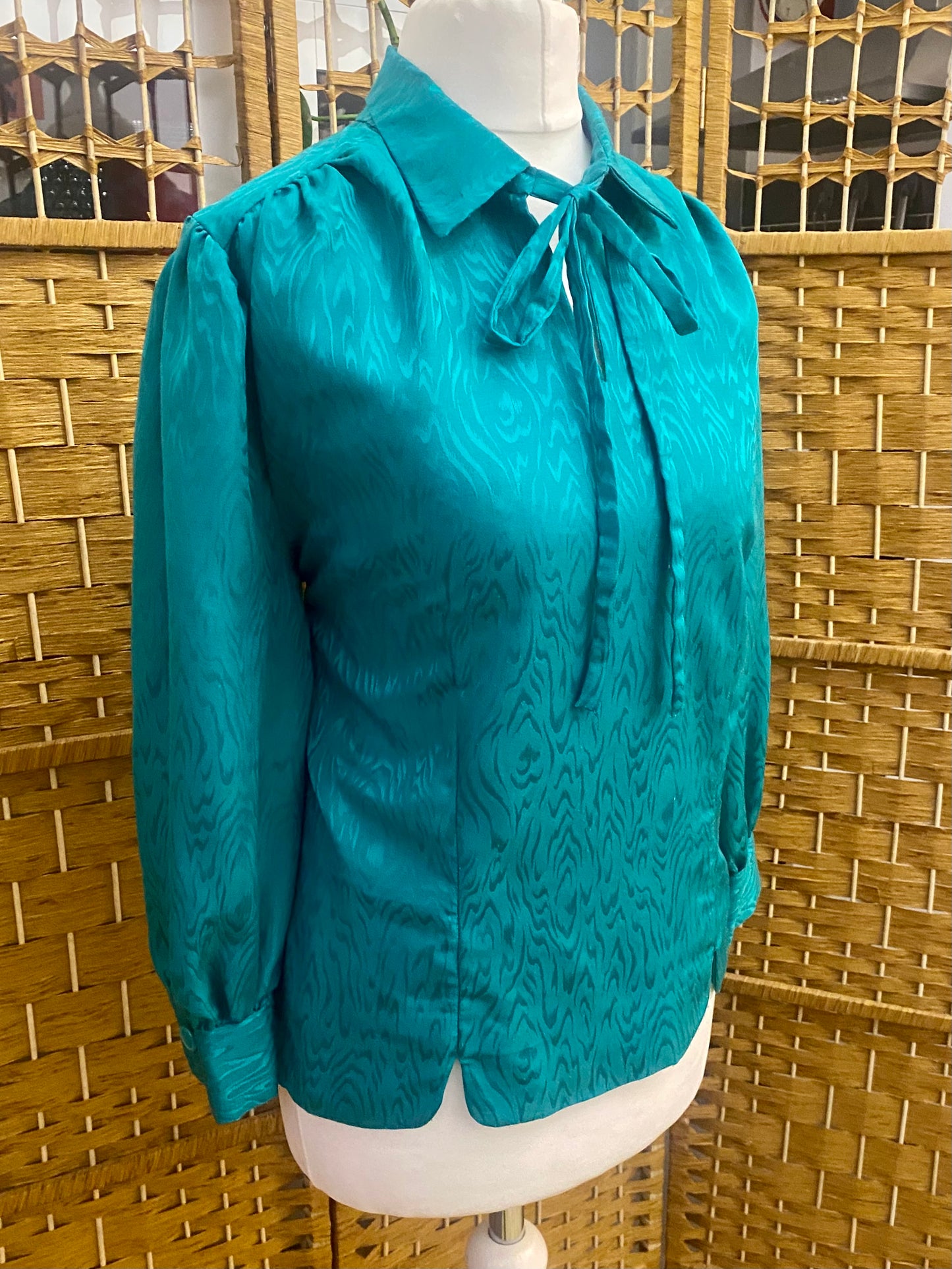 1970s Green Shimmer Blouse (UK 16)