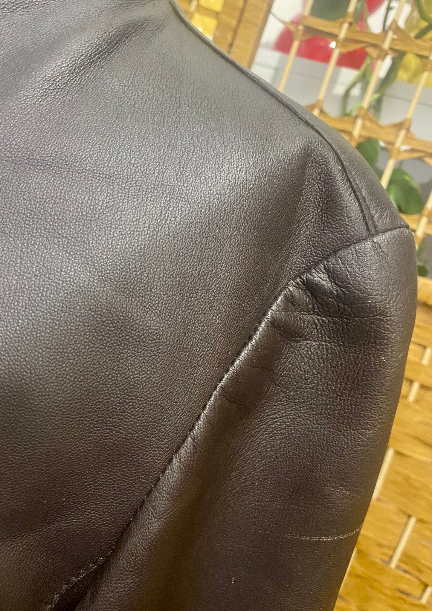 60s Dark Brown Leather Jacket (UK 12)