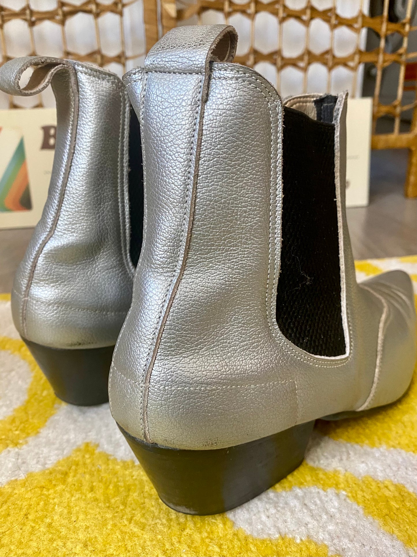 Silver Cuban Heeled Chelsea Boots (UK 6)