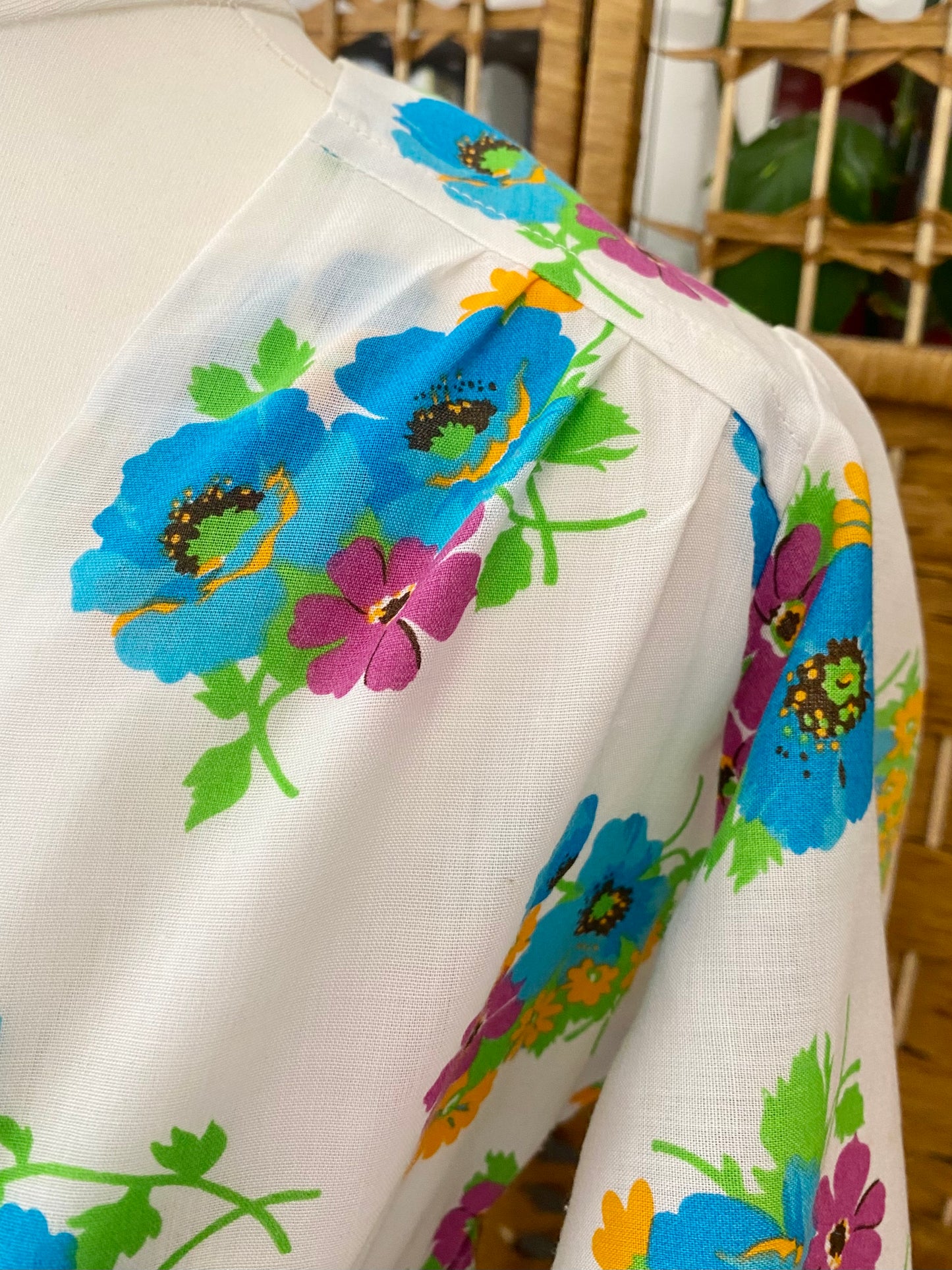 1970s Floral Mini Dress (UK 10)