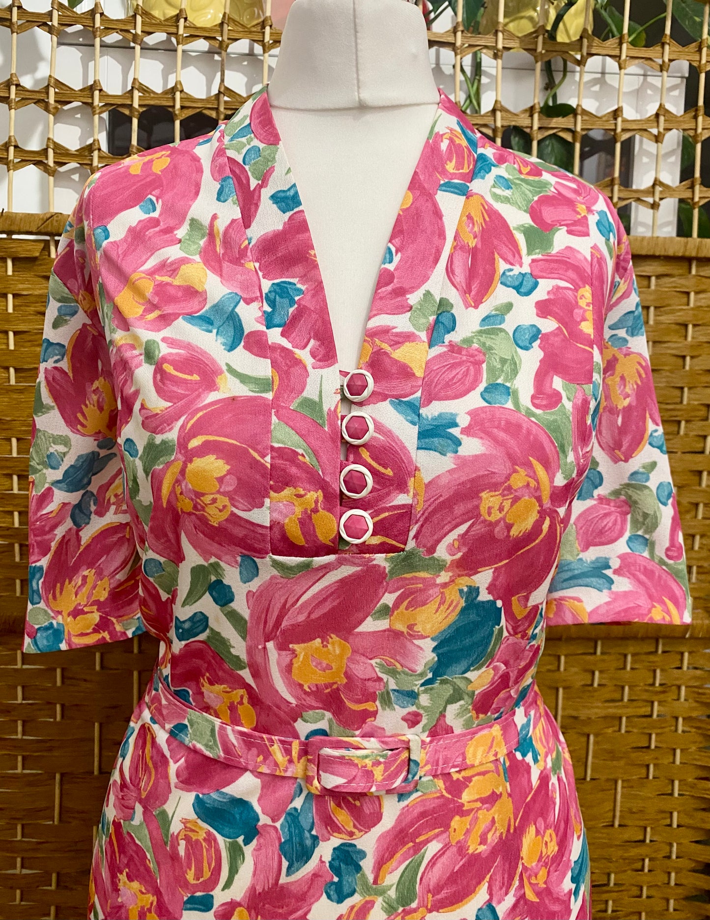 1980s Floral Tea Dress (UK 14)