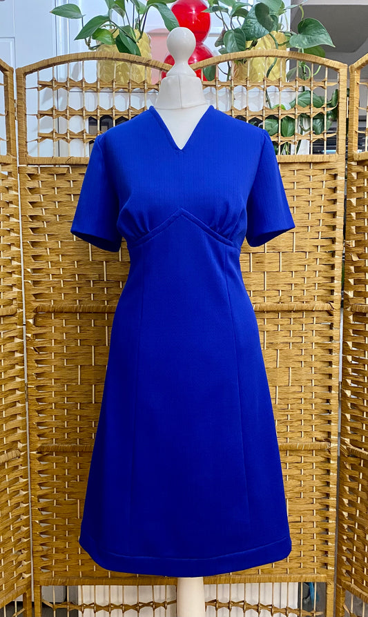 1960s Royal Blue Midi-Dress (UK 10)