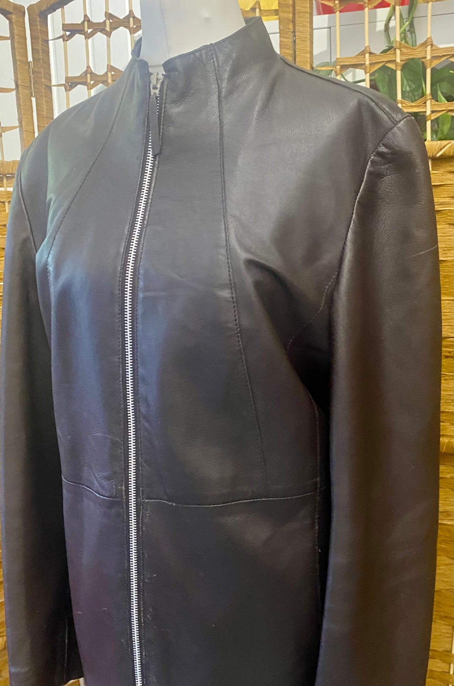 60s Dark Brown Leather Jacket (UK 12)