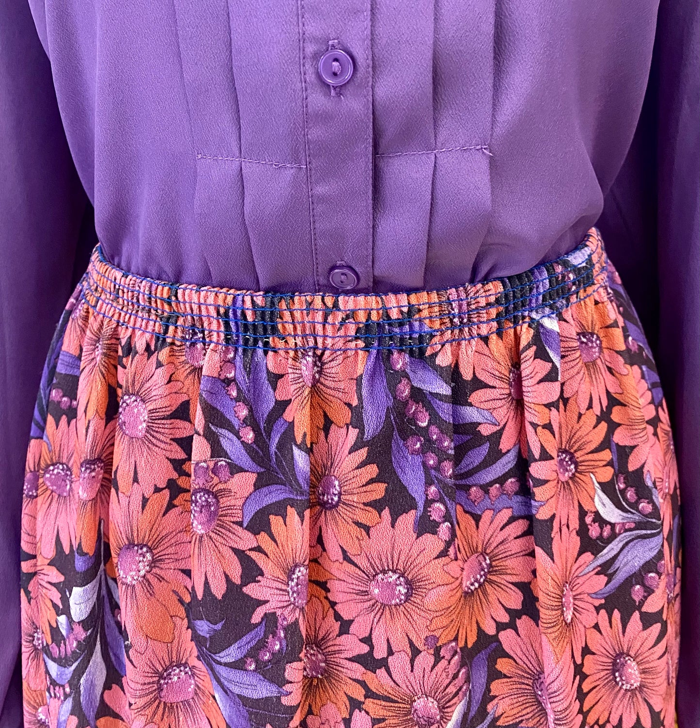 Pink/Purple Floral Midi-Skirt (UK 12-20)