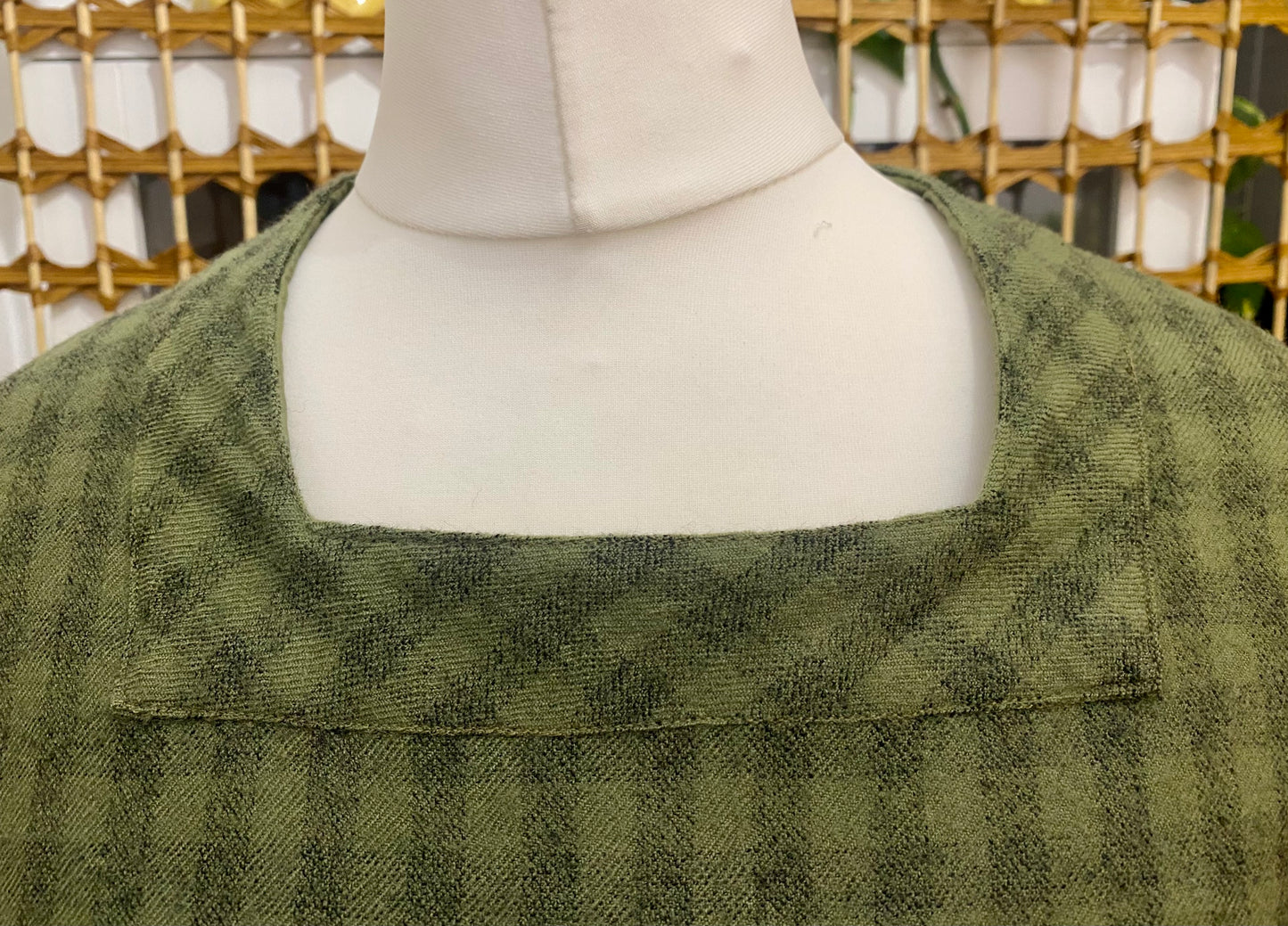 Green Check Wool Dress (UK 12)