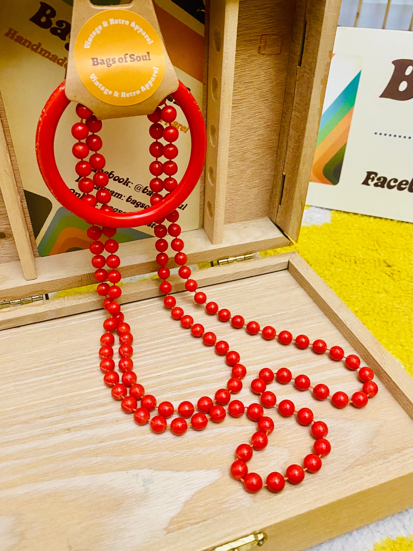 1980s Red Beads and Bangle set