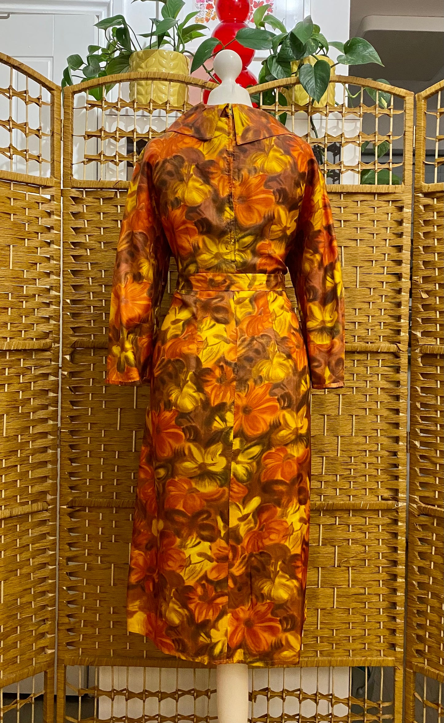 1960s Floral Print Midi-Dress (UK 14)