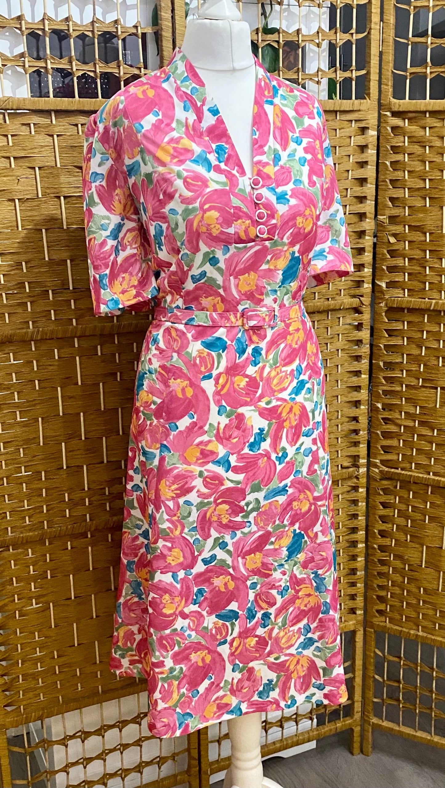 1980s Floral Tea Dress (UK 14)