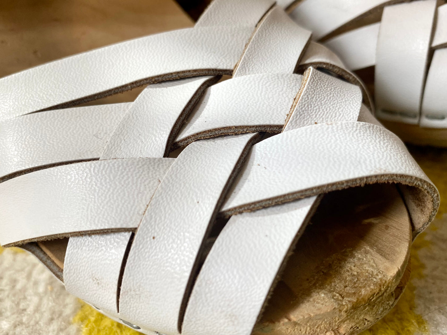 White Moheda Wooden Sandals (UK 6, EU 39)