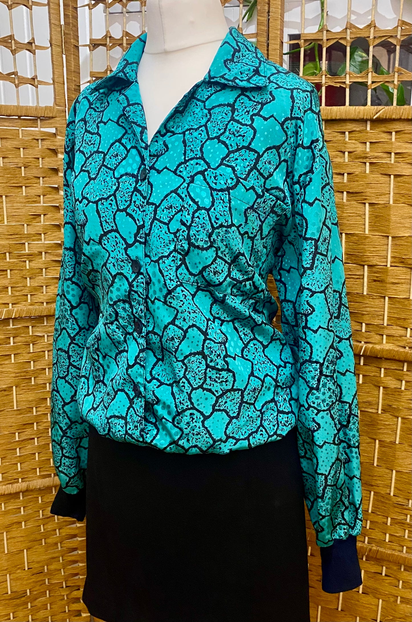 1980s Geometric Print Top (UK 18)