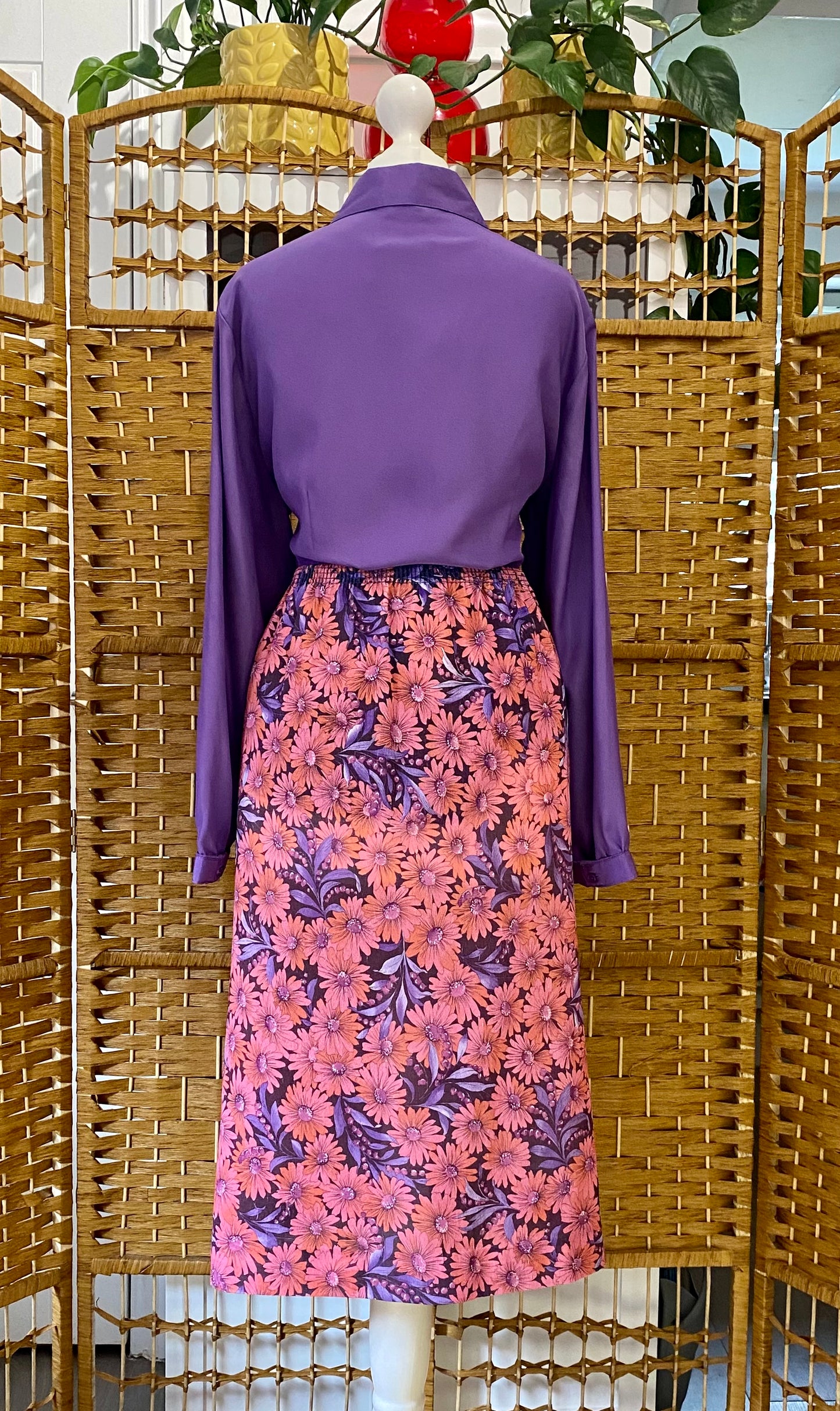 Pink/Purple Floral Midi-Skirt (UK 12-20)