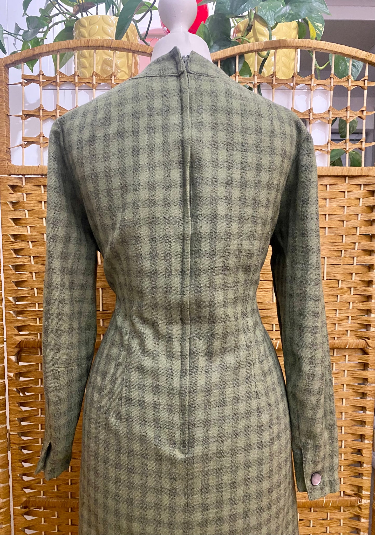 Green Check Wool Dress (UK 12)