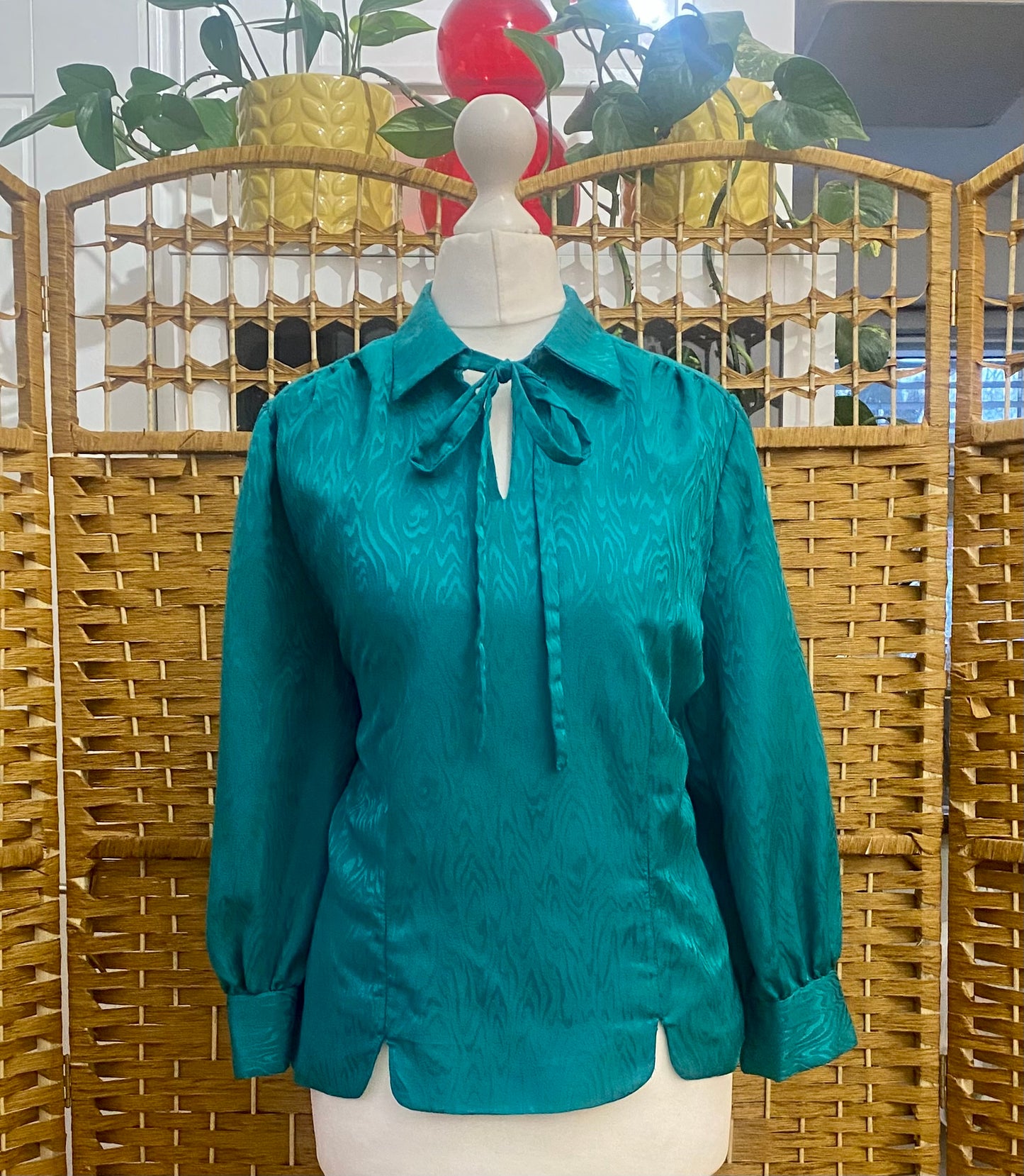 1970s Green Shimmer Blouse (UK 16)