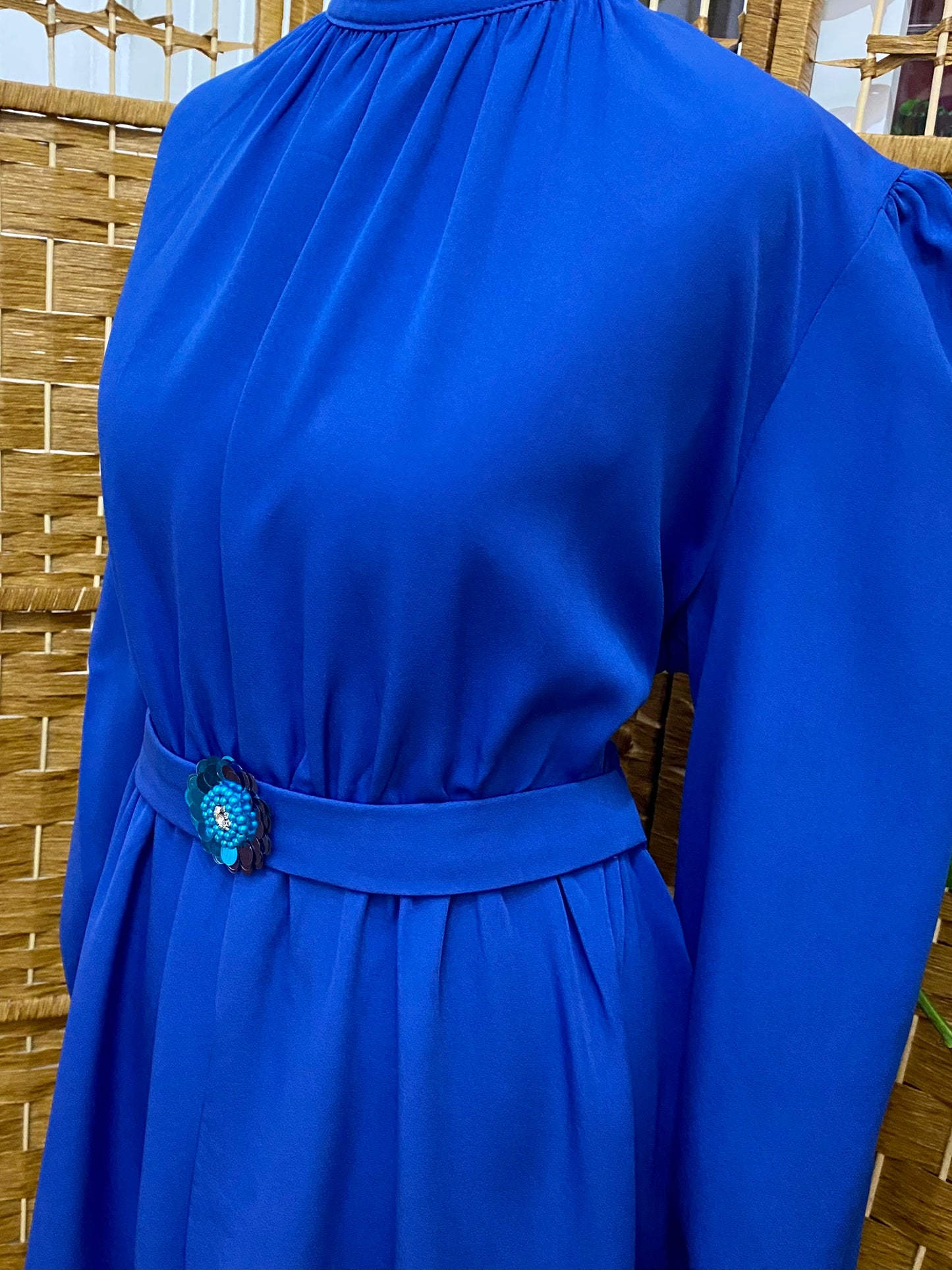 1970s Royal Blue Maxi-Dress (UK 12)