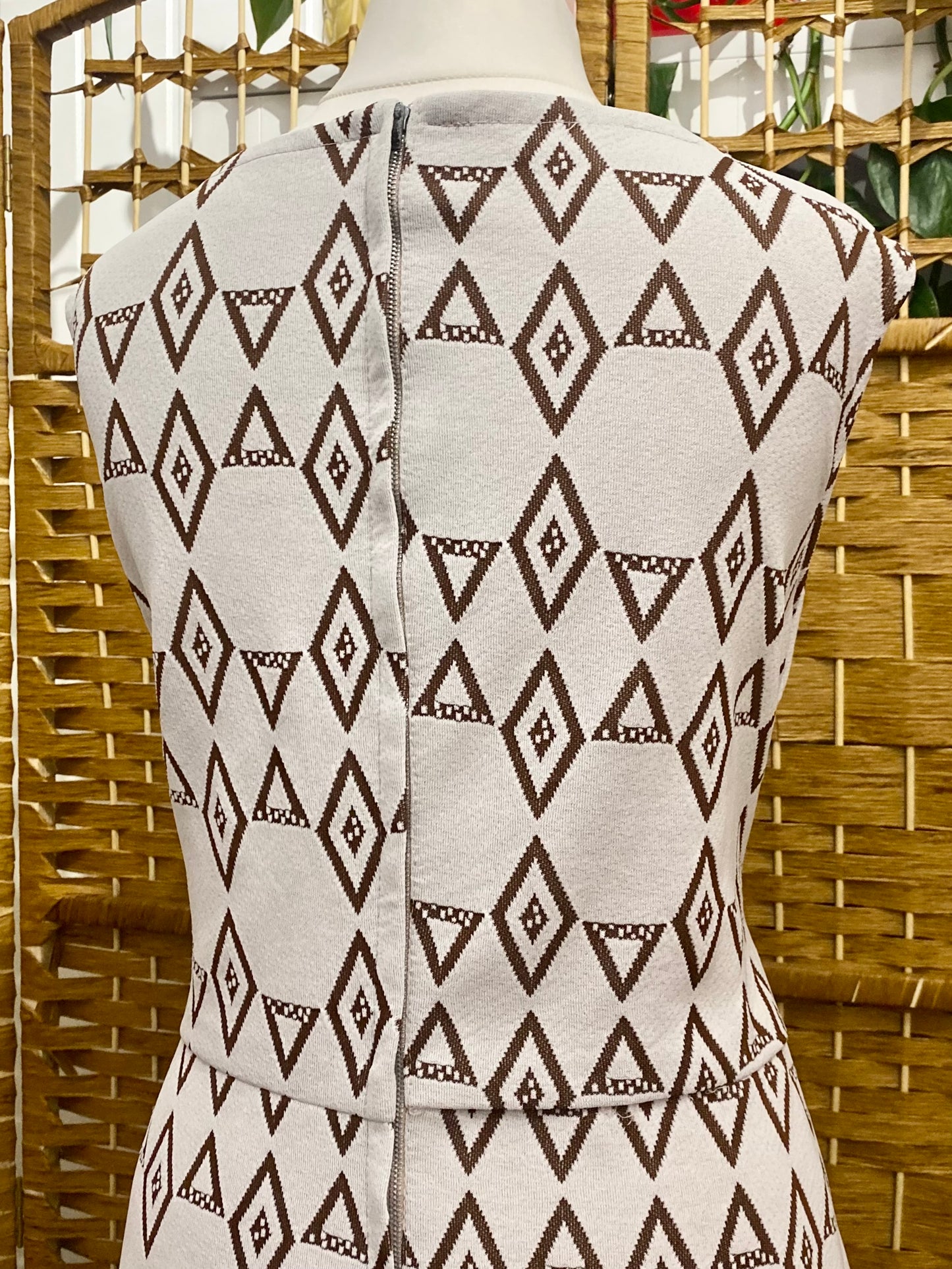 1960s Geometric Print Midi-Dress (UK 16)