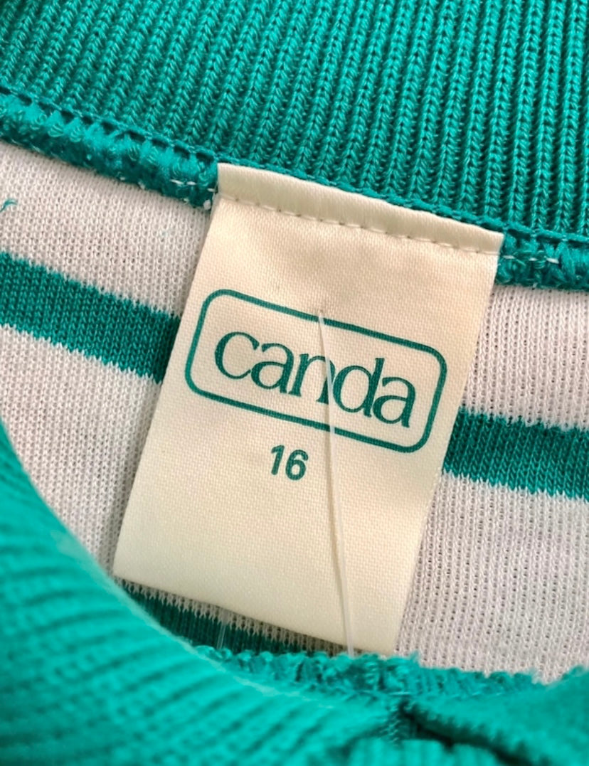 1980s Canada by C & A Striped Sweatshirt (UK 16)