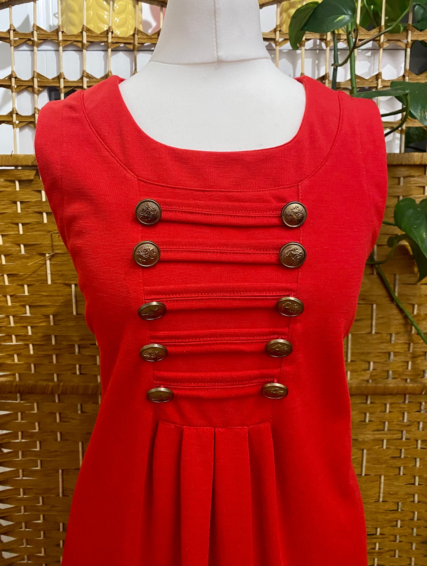 Red ‘Military’ Style Mini-Dress (UK 10)