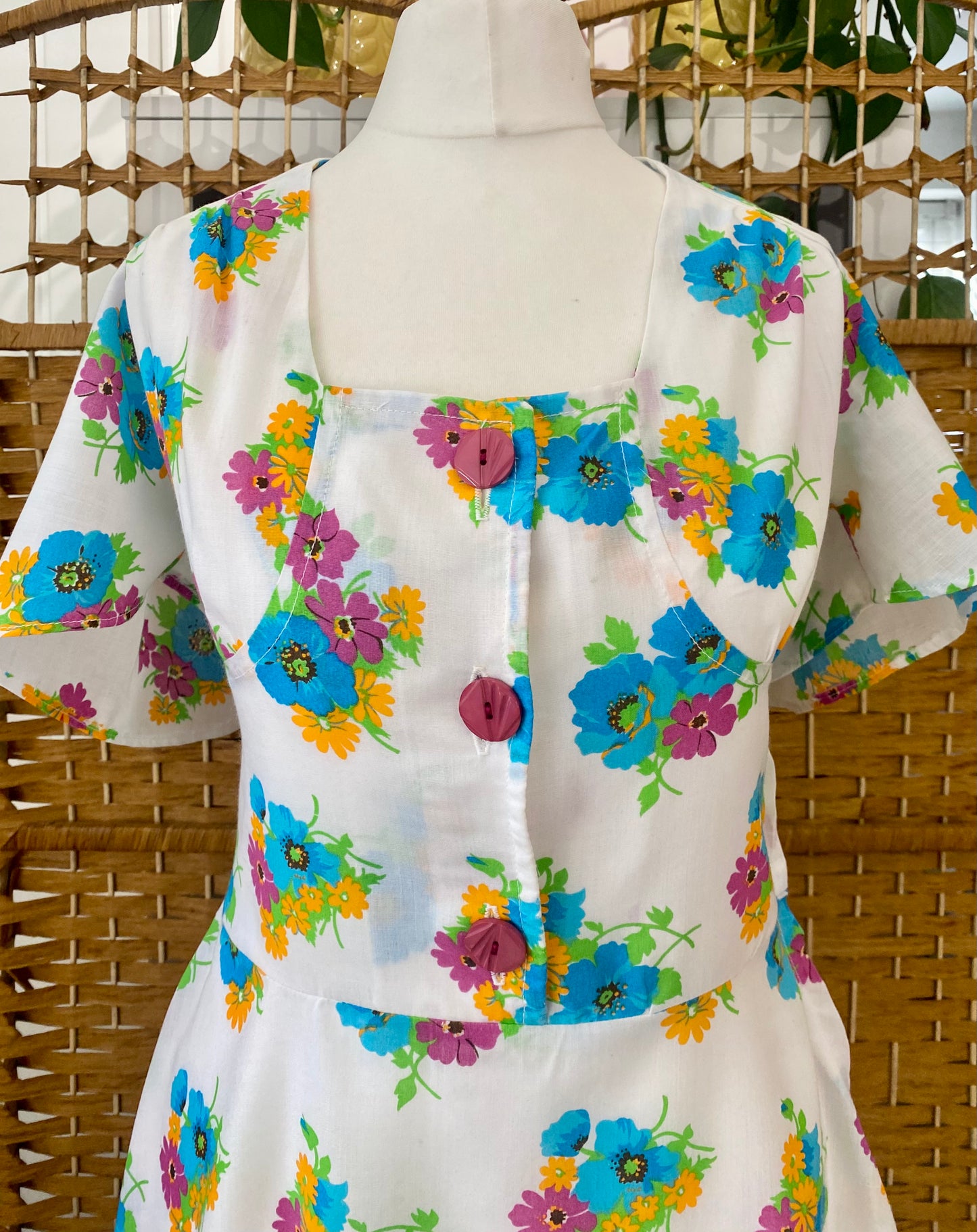 1970s Floral Mini Dress (UK 10)