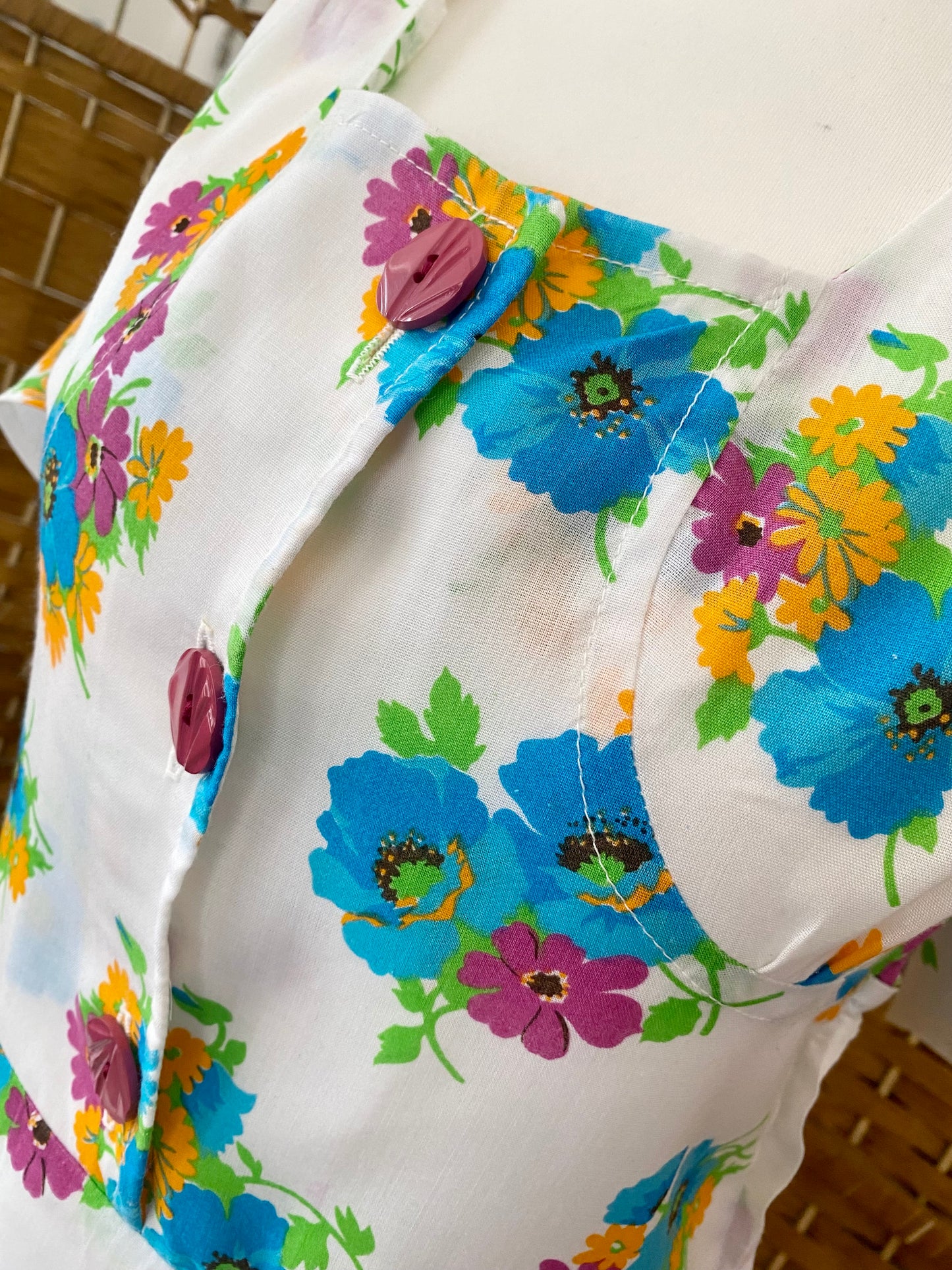 1970s Floral Mini Dress (UK 10)