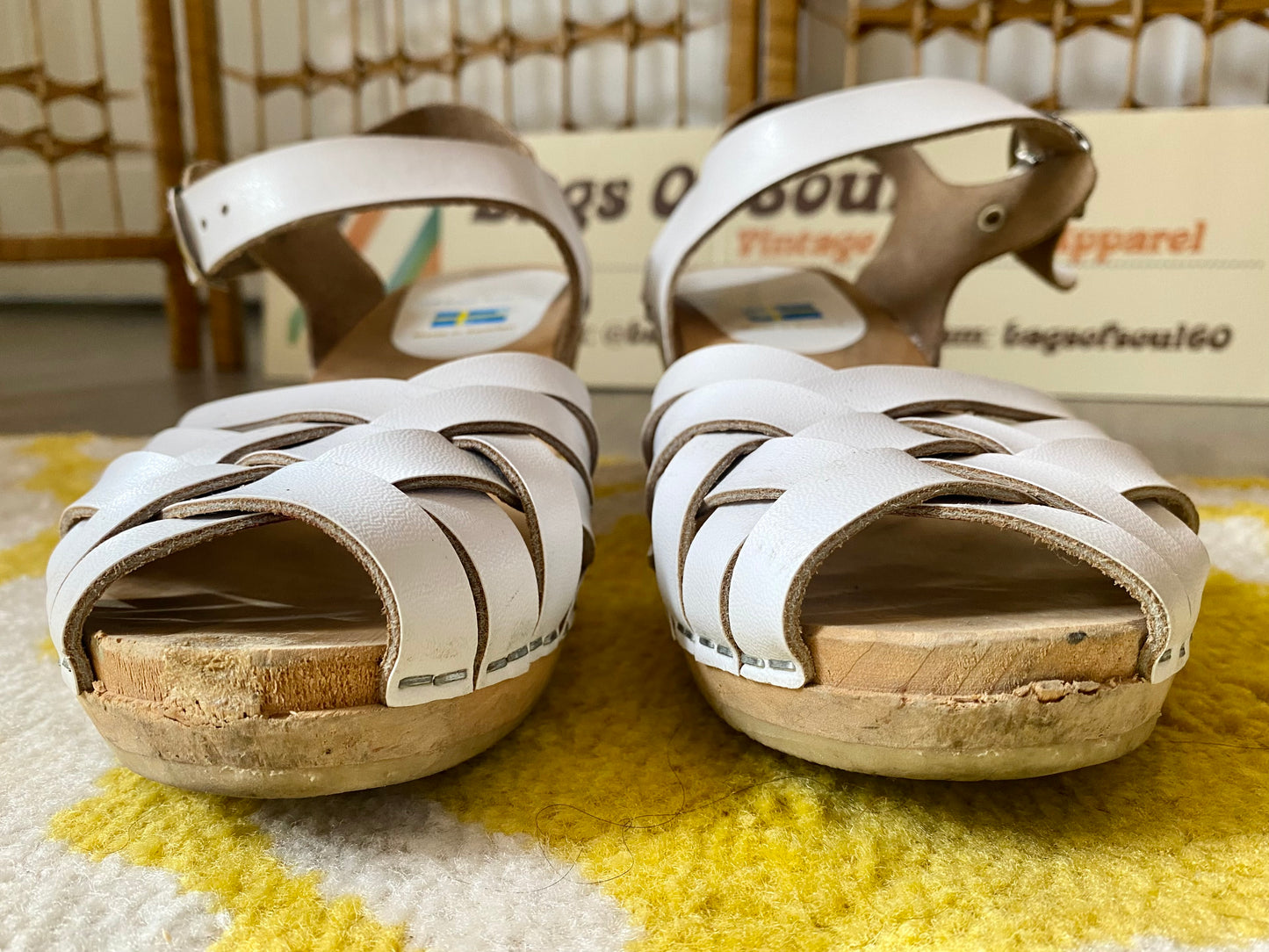 White Moheda Wooden Sandals (UK 6, EU 39)