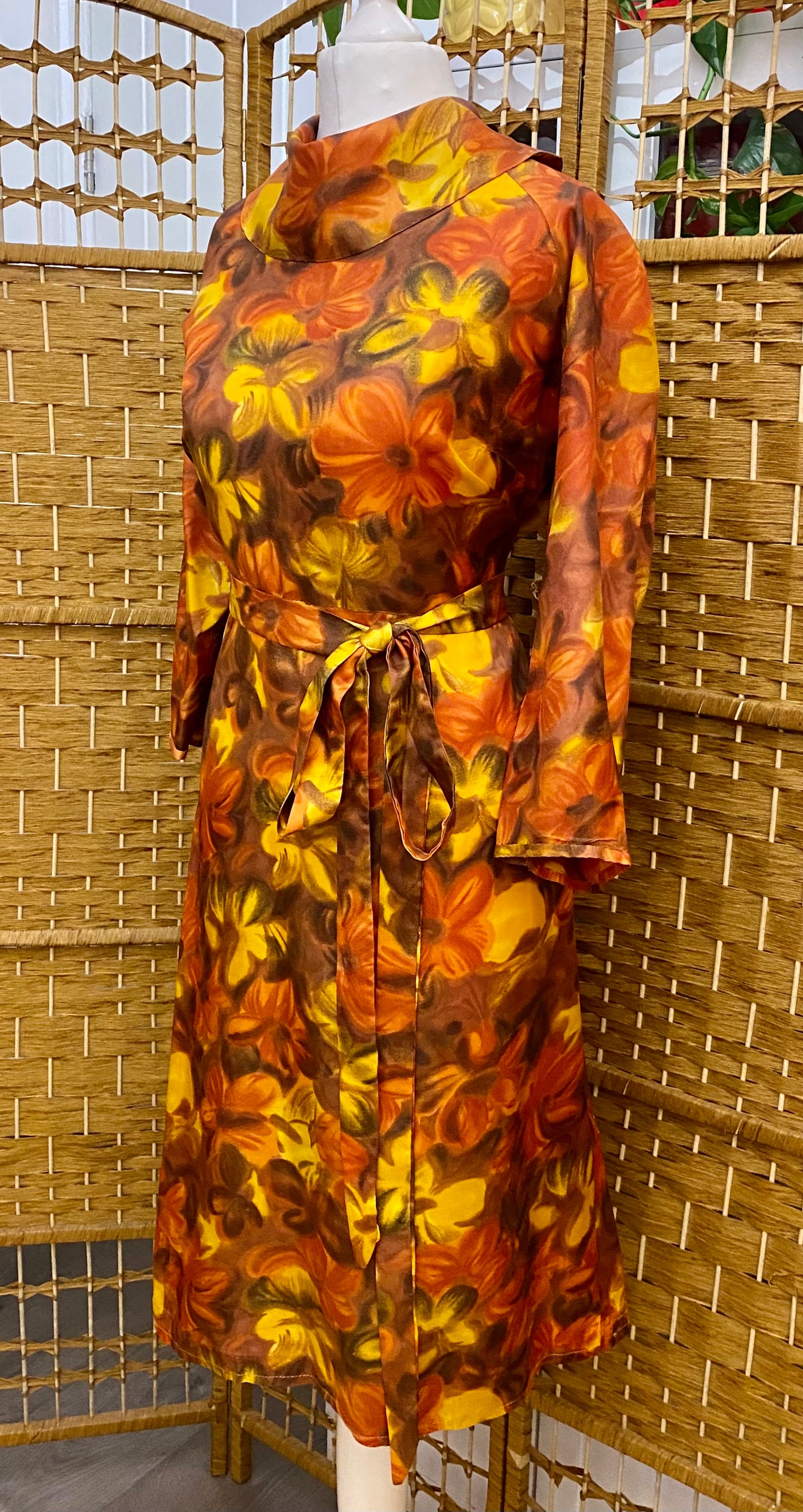 1960s Floral Print Midi-Dress (UK 14)