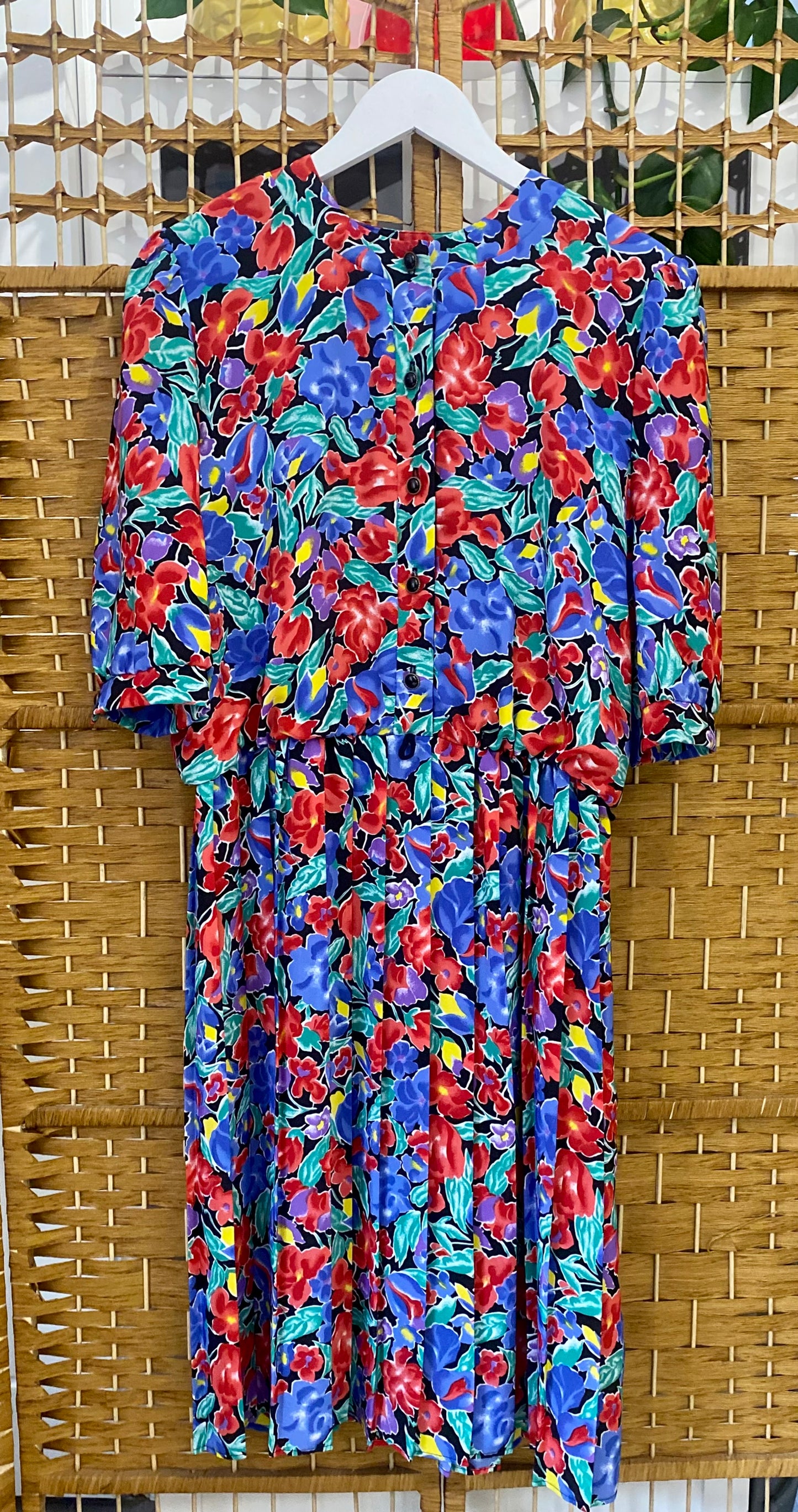 1980s C & A Floral ‘Tea’ Midi-Dress (UK 16)